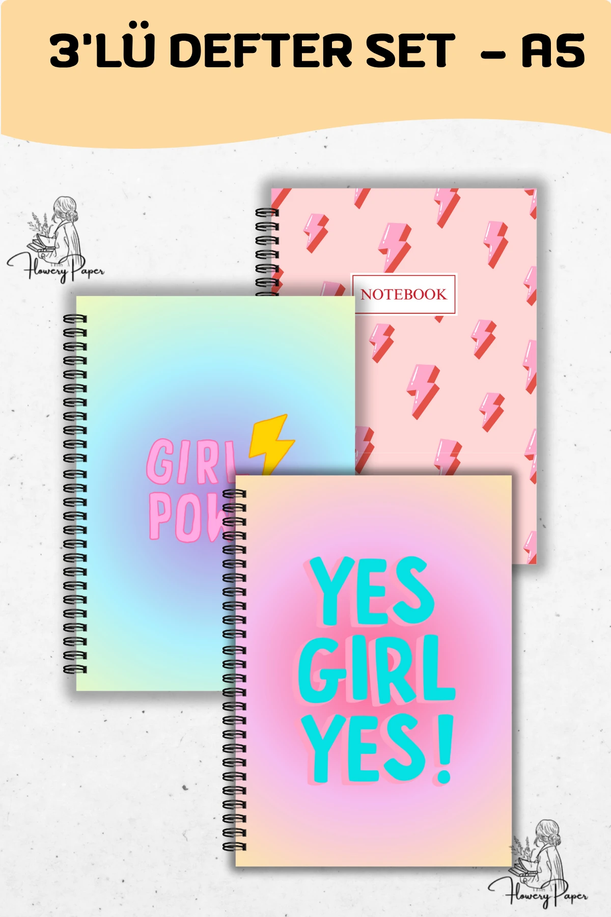 3'lü Defter Seti - Tekli Seçeneklerden  Seçebilirsiniz