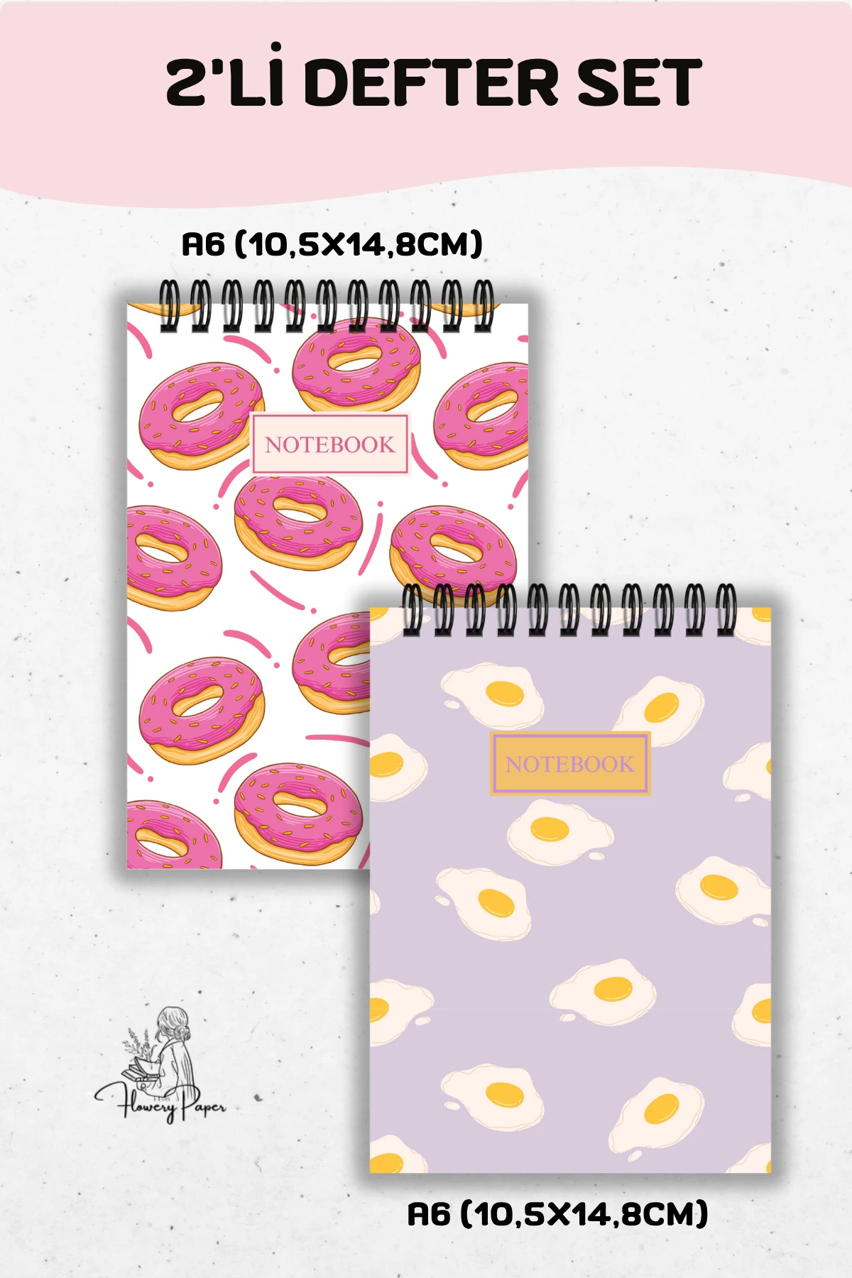 2'li A6 boy Telli Defter Set - Tekli Seçim yapabilirsiniz