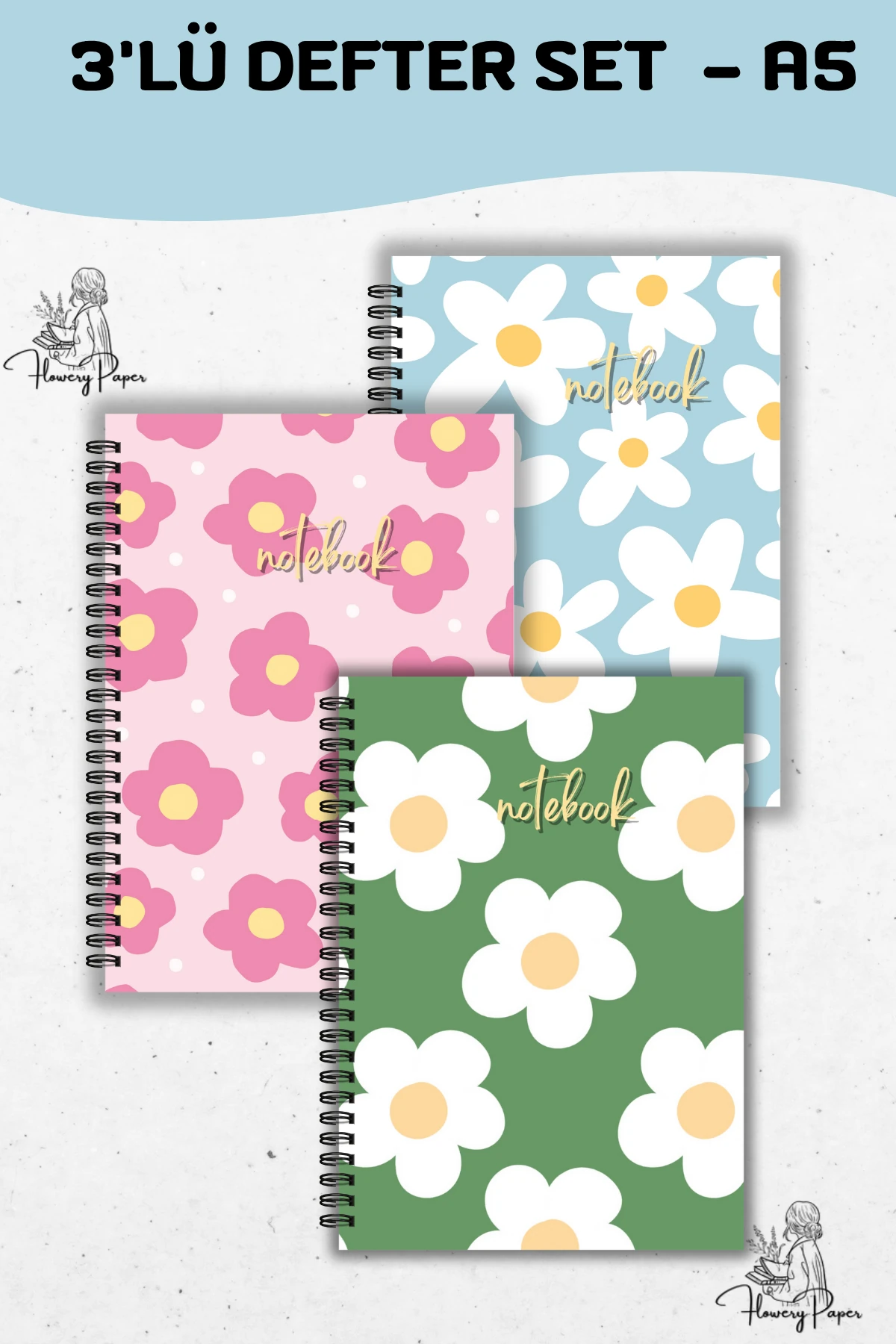 3'lü Defter Seti - Tekli Seçeneklerden  Seçebilirsiniz