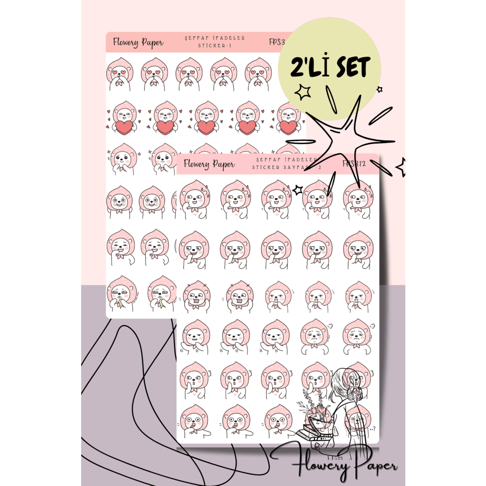 Şeffaf İfadeler Sticker Sayfası 2&#039;li - FPS312