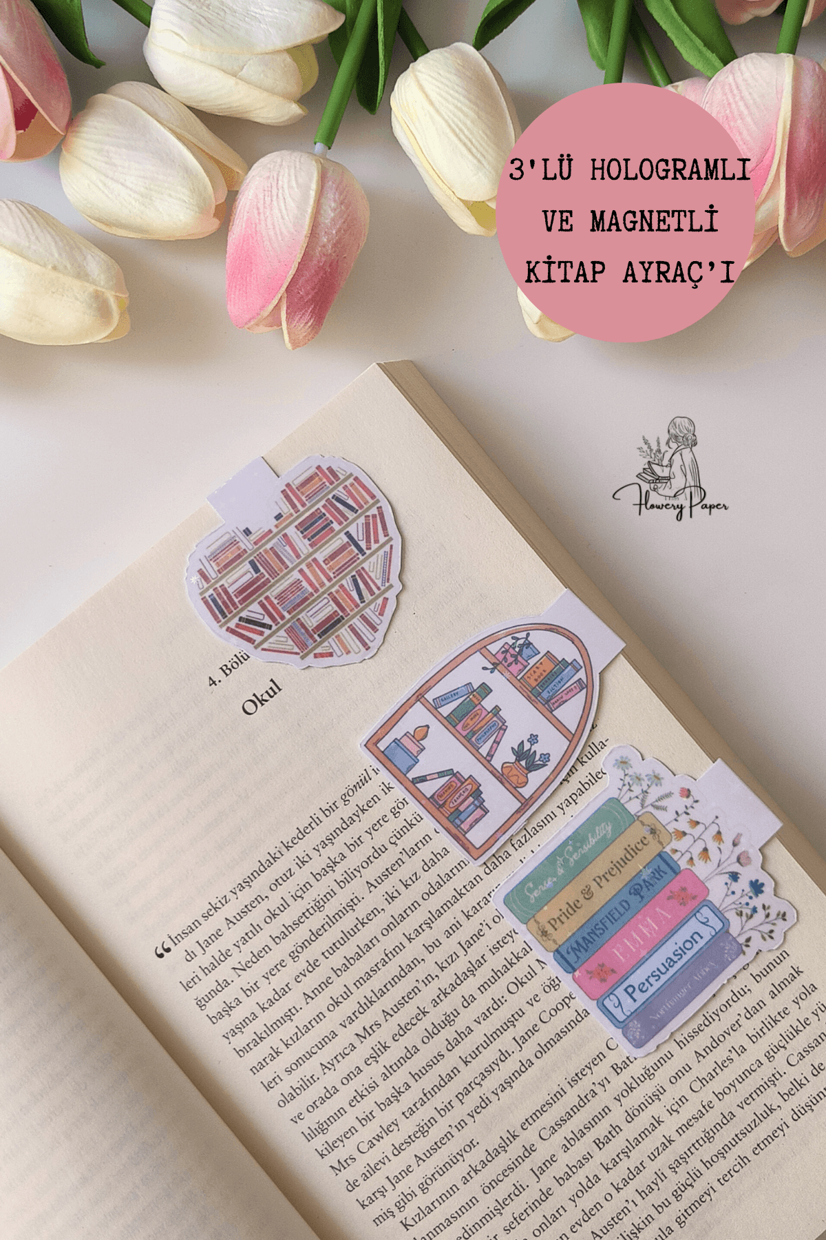 Kitap Temalı Hologramlı 3Lü kitap ayraç'ı 
