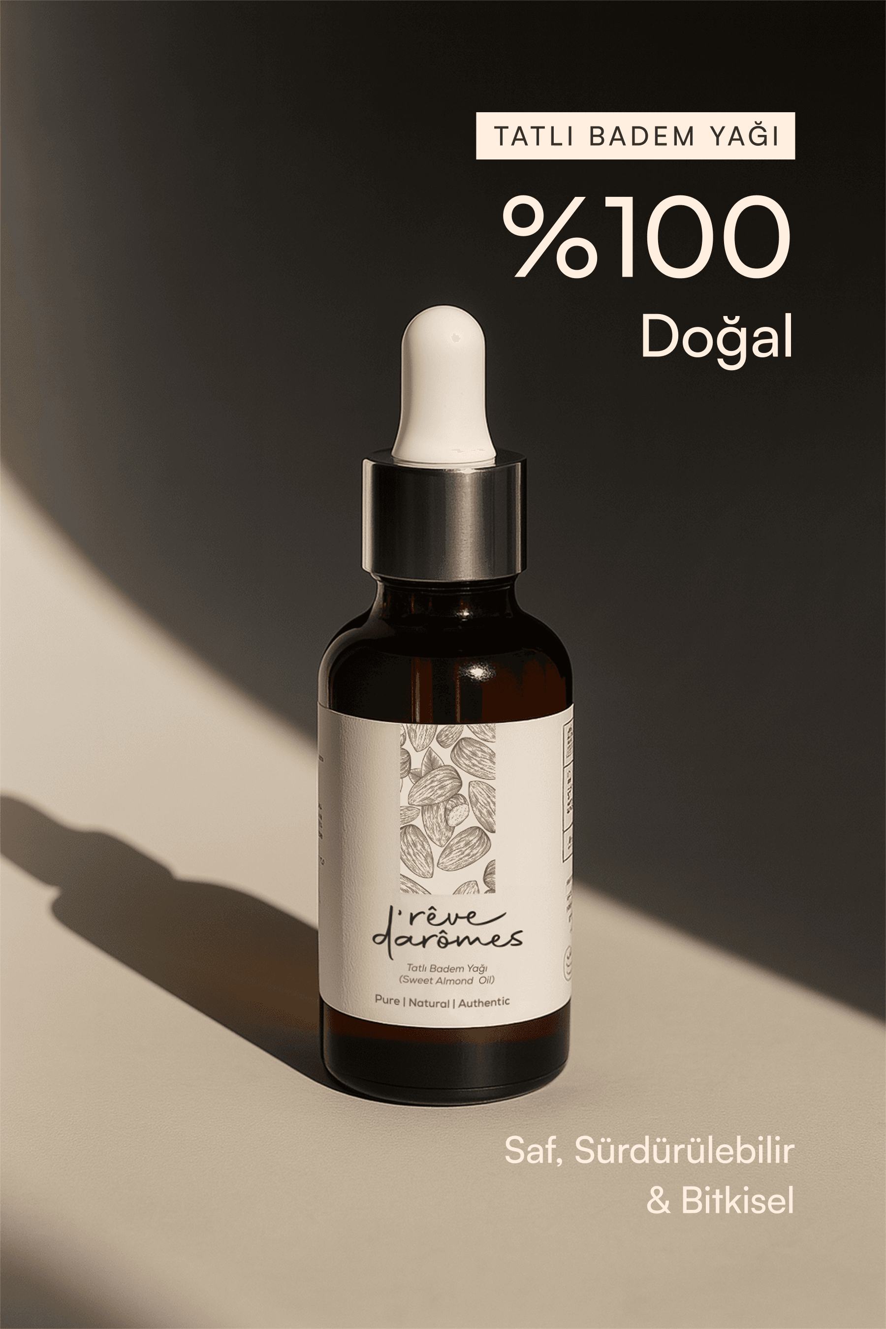 %100 Doğal Soğuk Sıkım Tatlı Badem Yağı – 50 ml