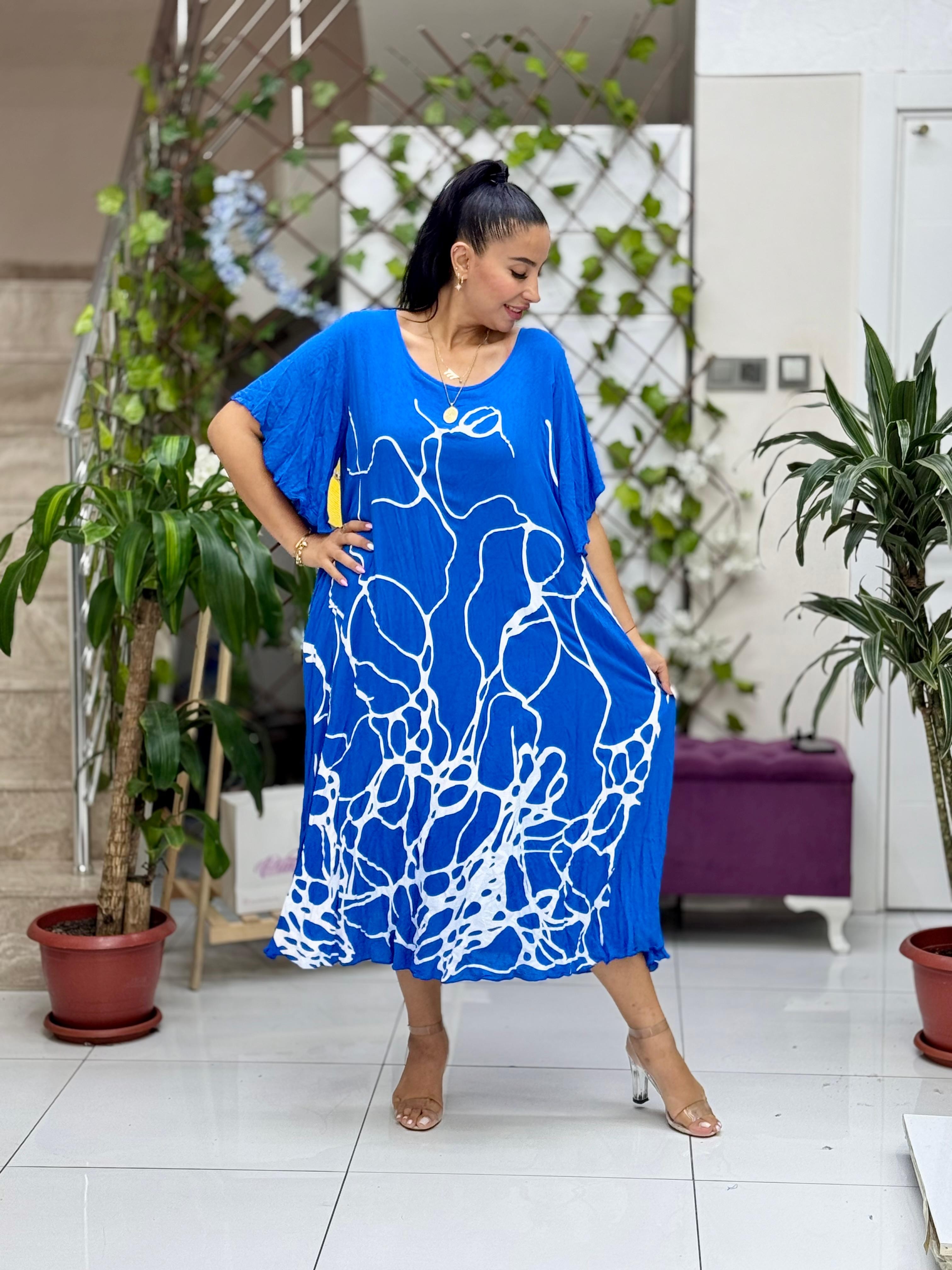 M1208 Vestido Voile Detalle Cuello Turquesa
