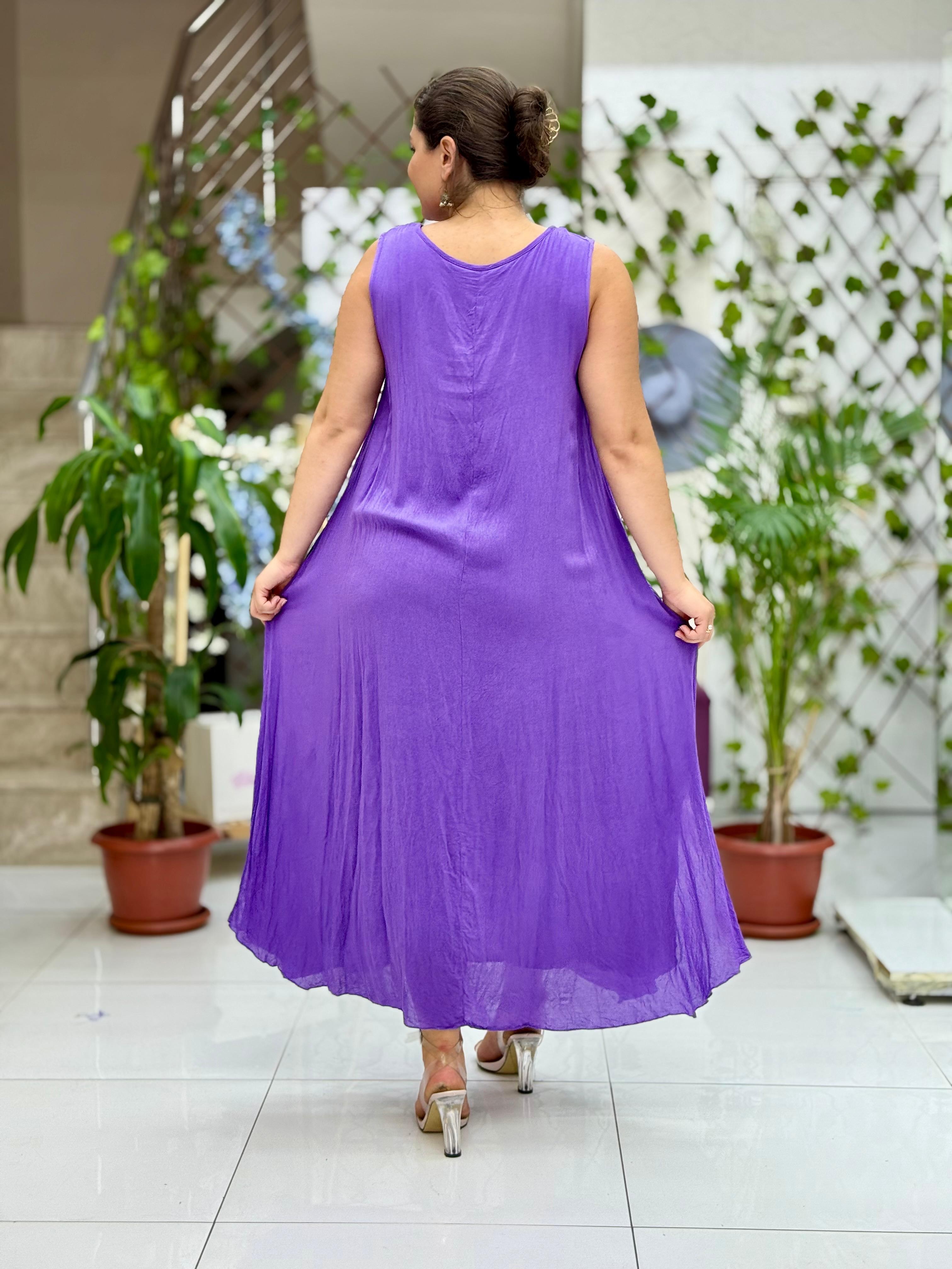 M1046 Vestido Voile Sin Mangas Turquesa