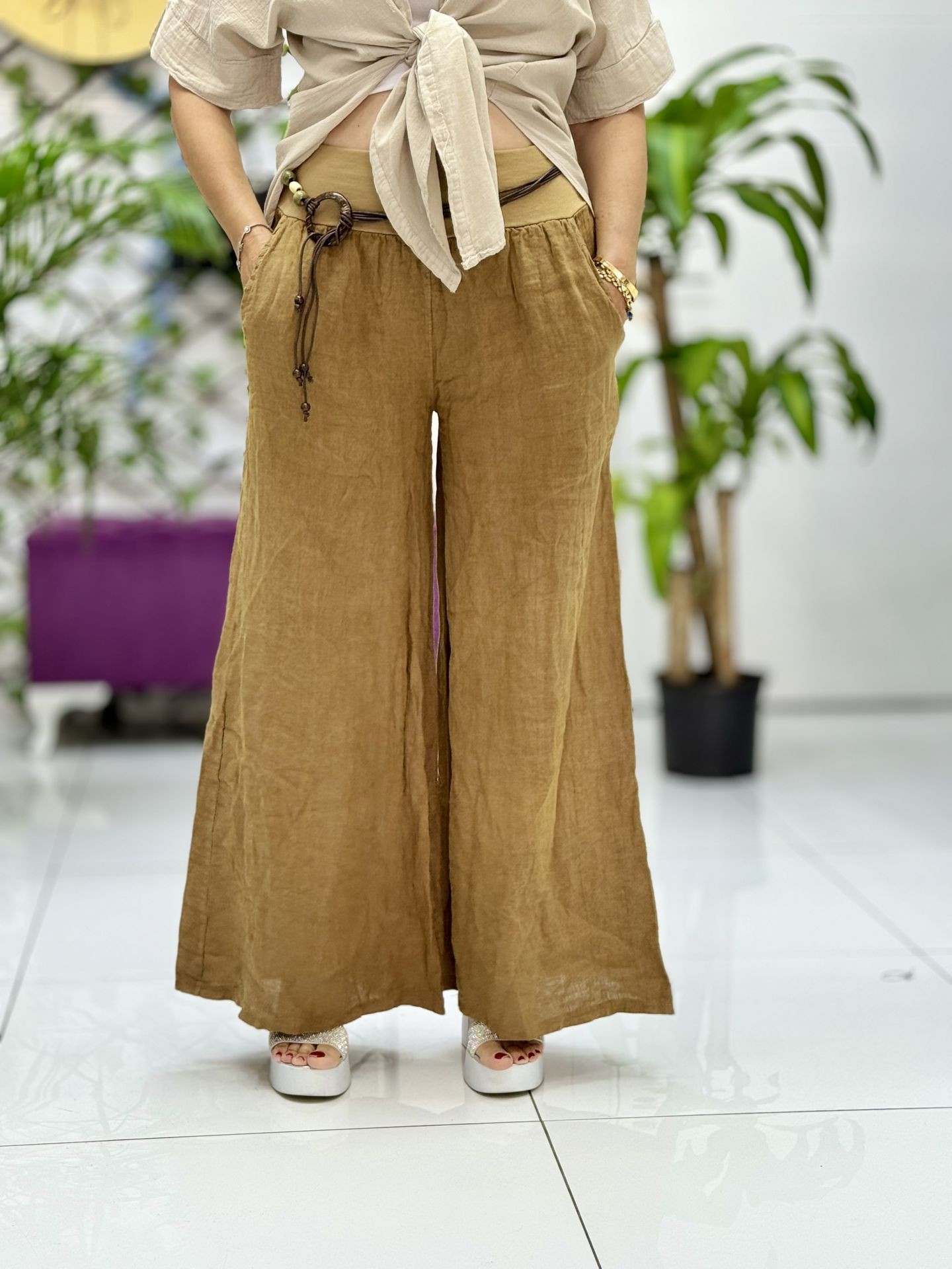 P12011 İTALYAN KETEN PANTOLON CAMEL