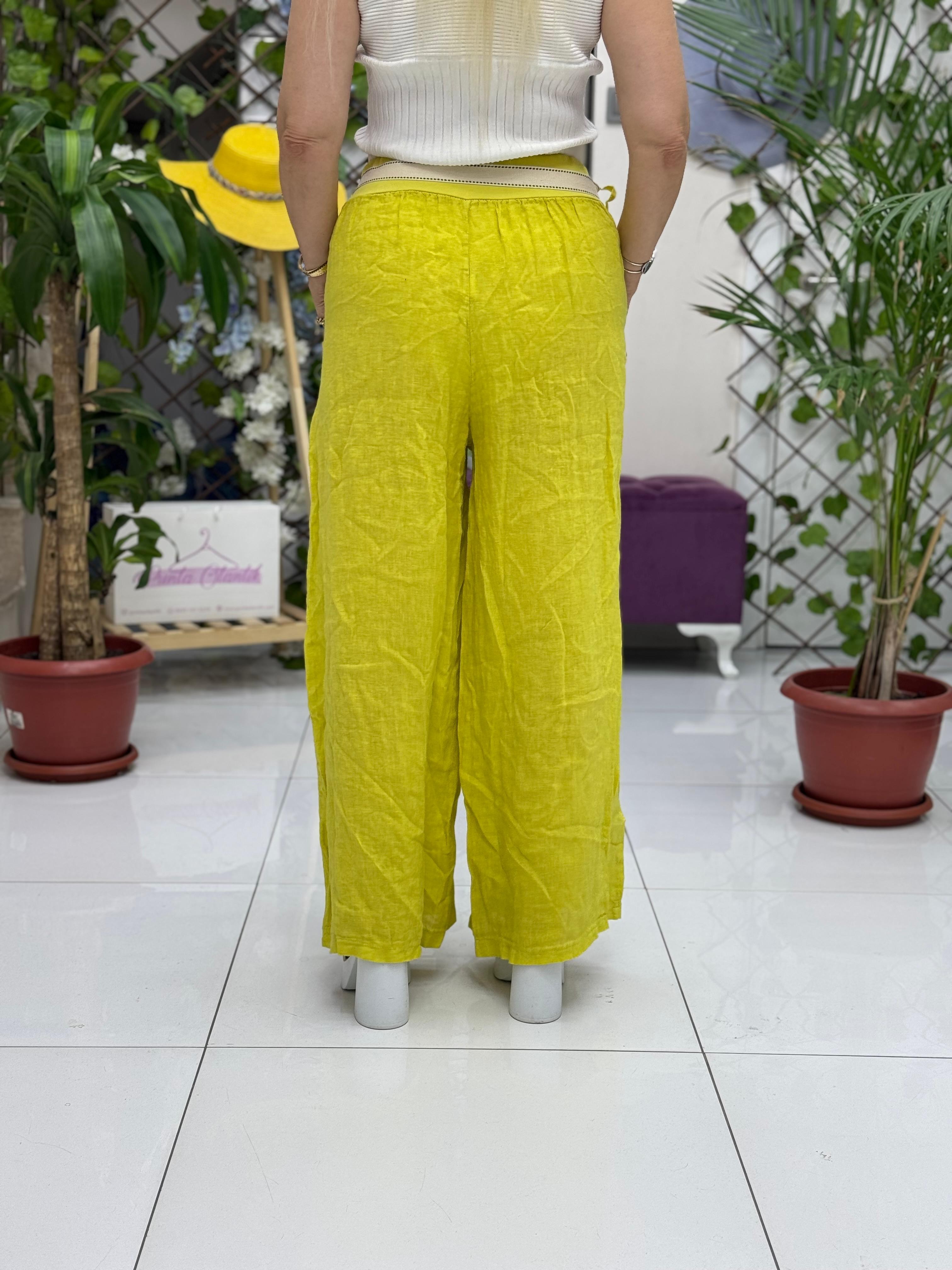 NC2613 İtalyan Keten Pantolon Limon