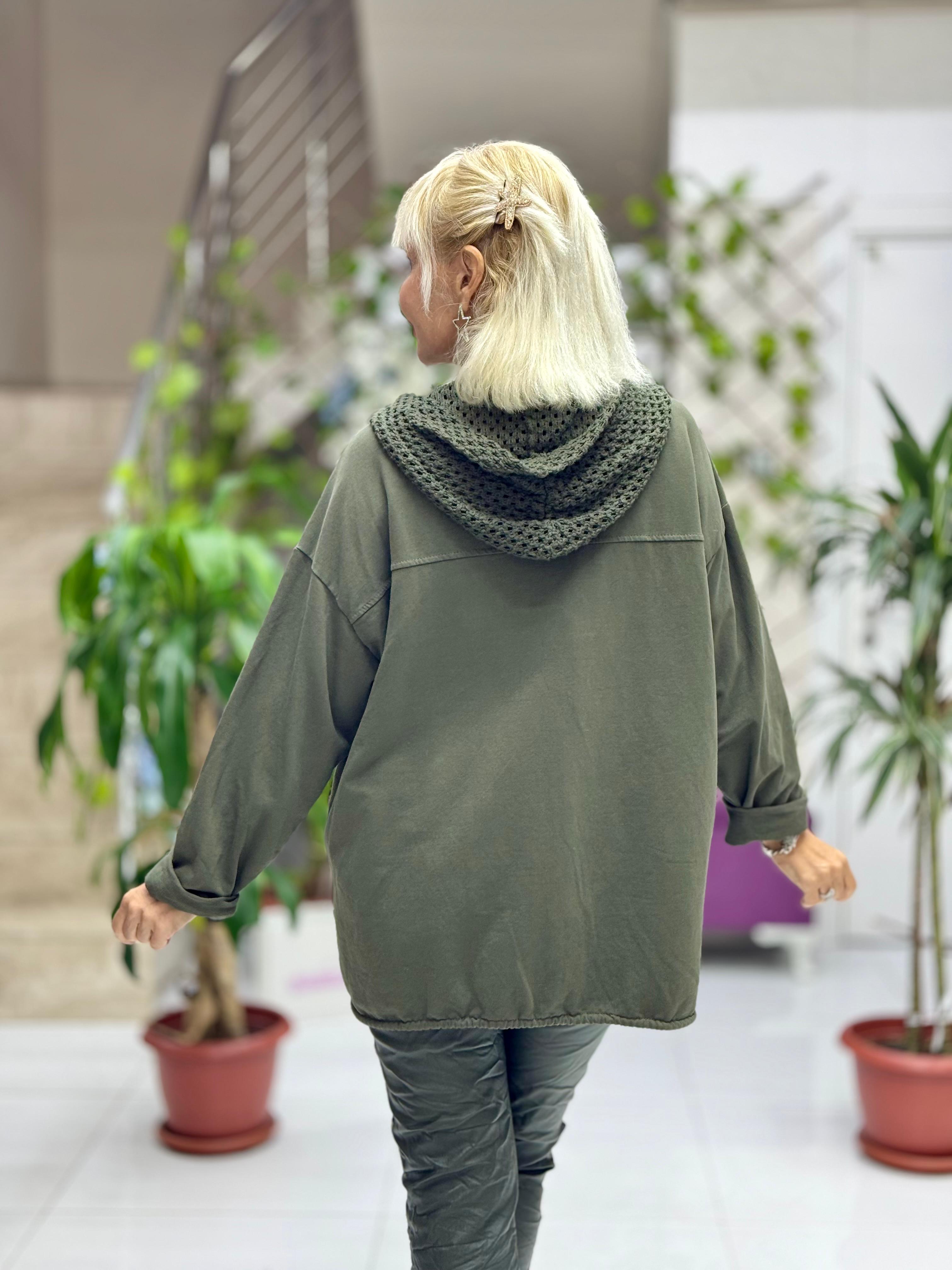 YG13176 Pulpayetli Brodeli İtalyan Kapitone Ceket Haki