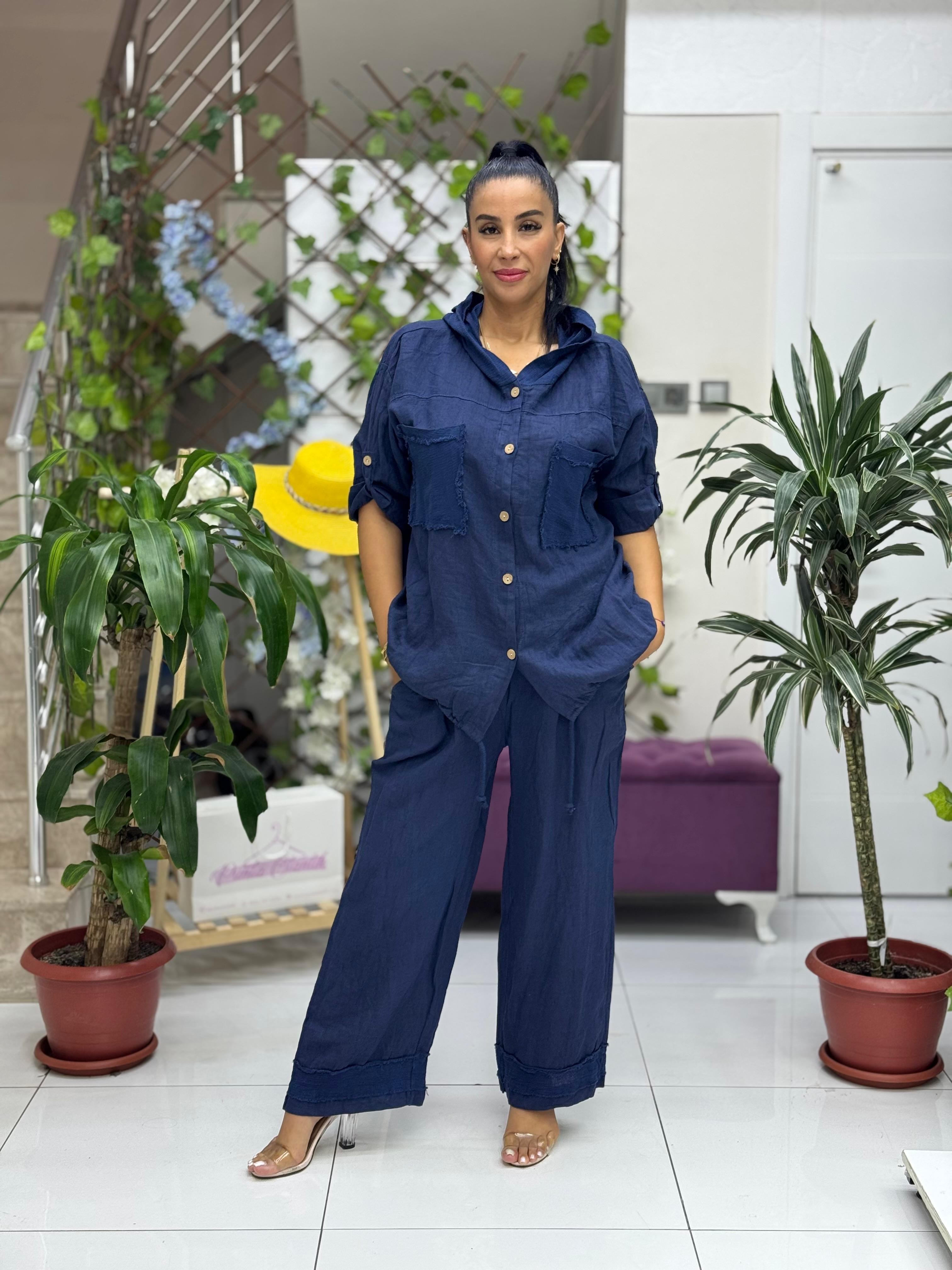 N10661 Traje Italiano Lino Ciruela
