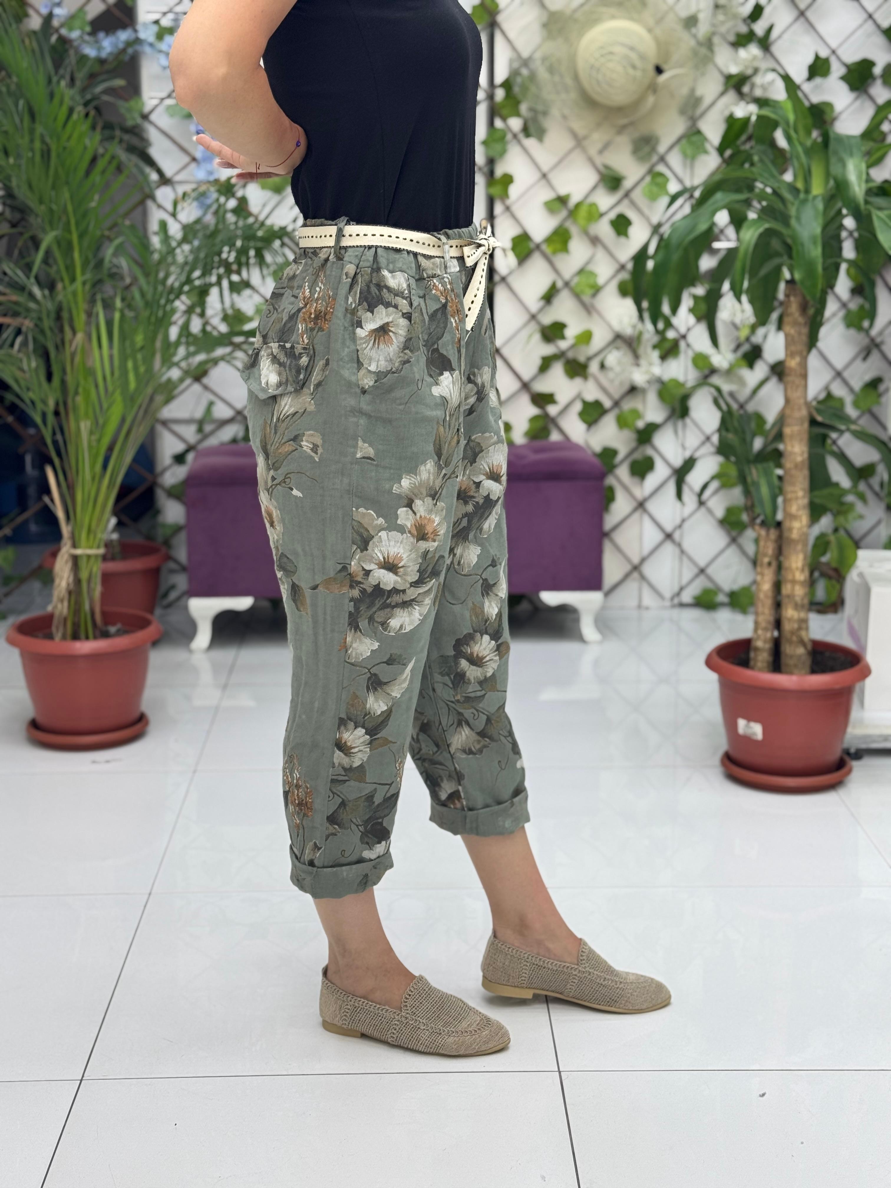 P3082 PANTALÓN LINO ITALIANO MARRÓN