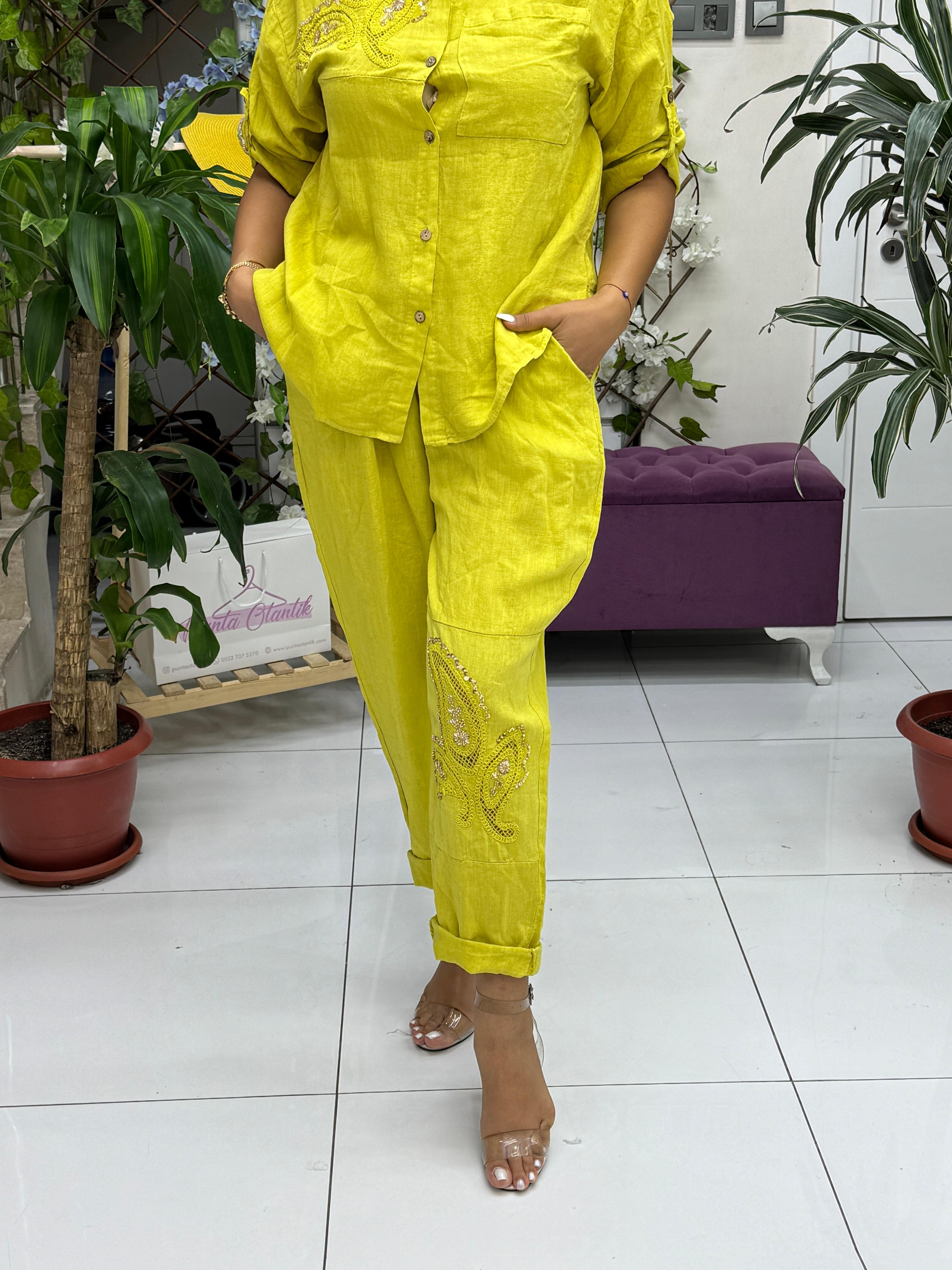 N10661 Traje Italiano Lino Ciruela