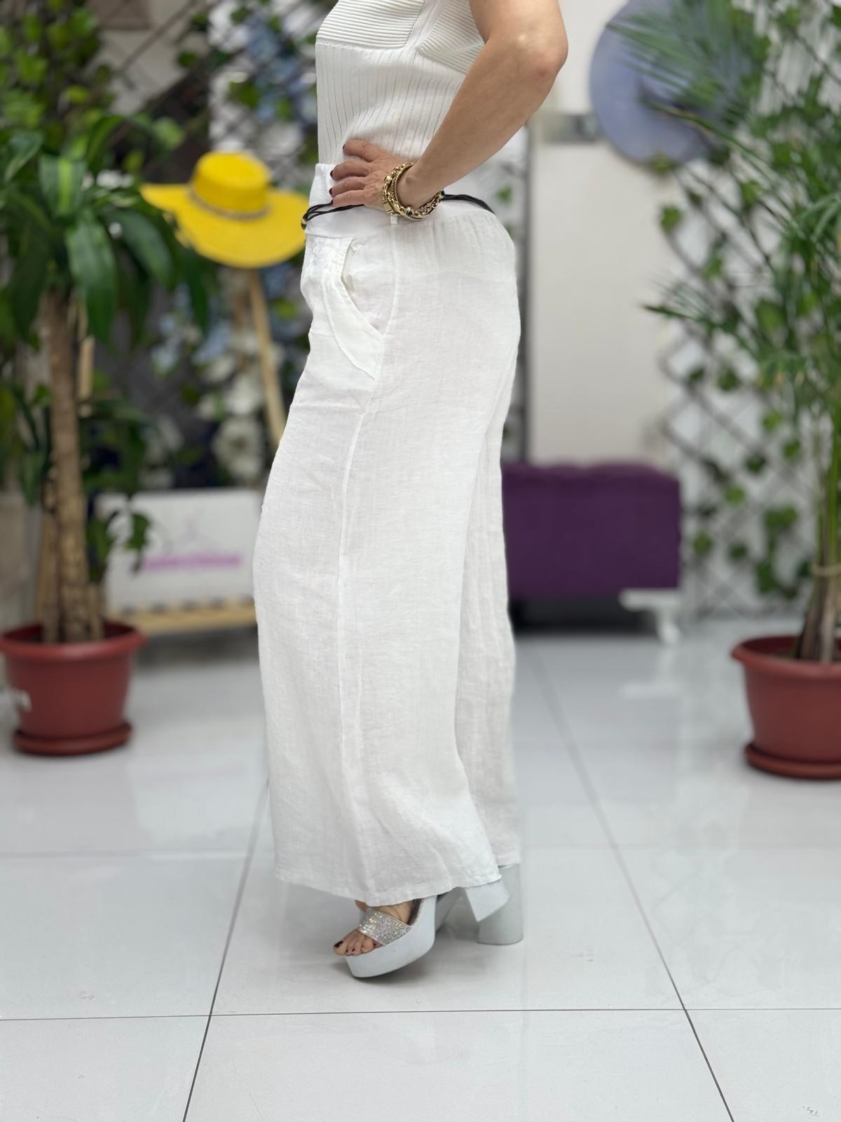 P3082 PANTALÓN LINO ITALIANO MARRÓN
