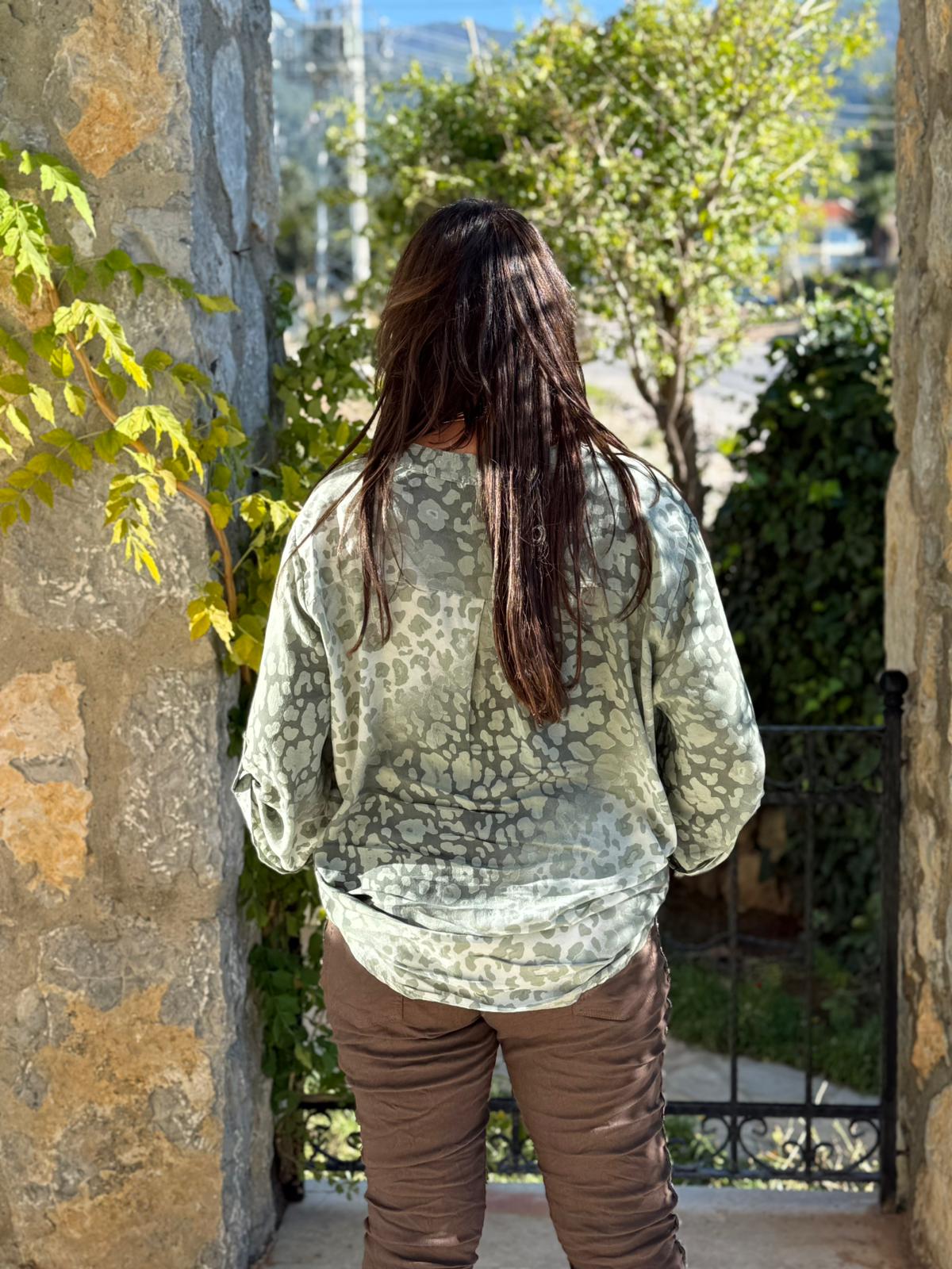 YG2095 İtalyan Coton Bluz Yeşil