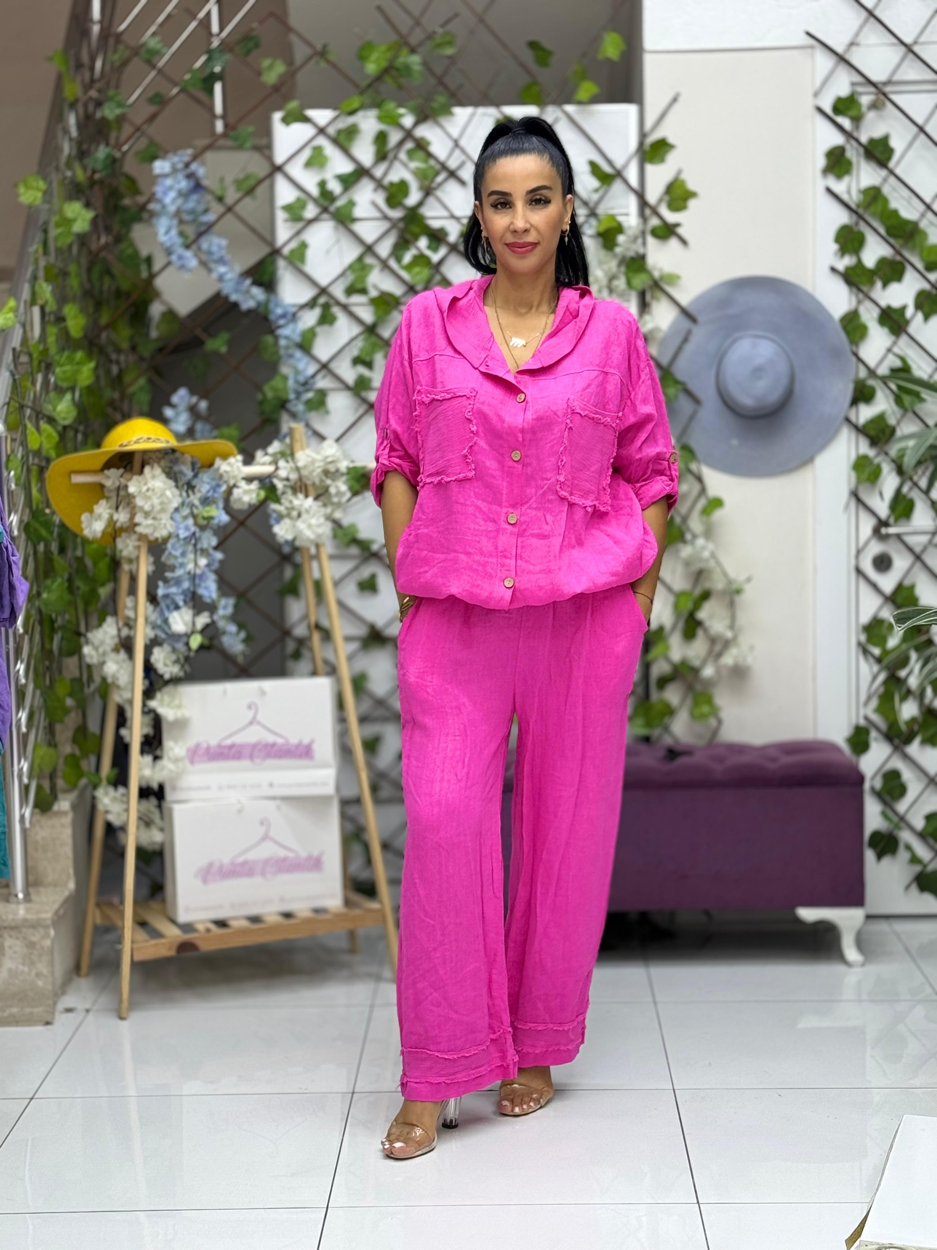 N10661 Traje Italiano Lino Ciruela