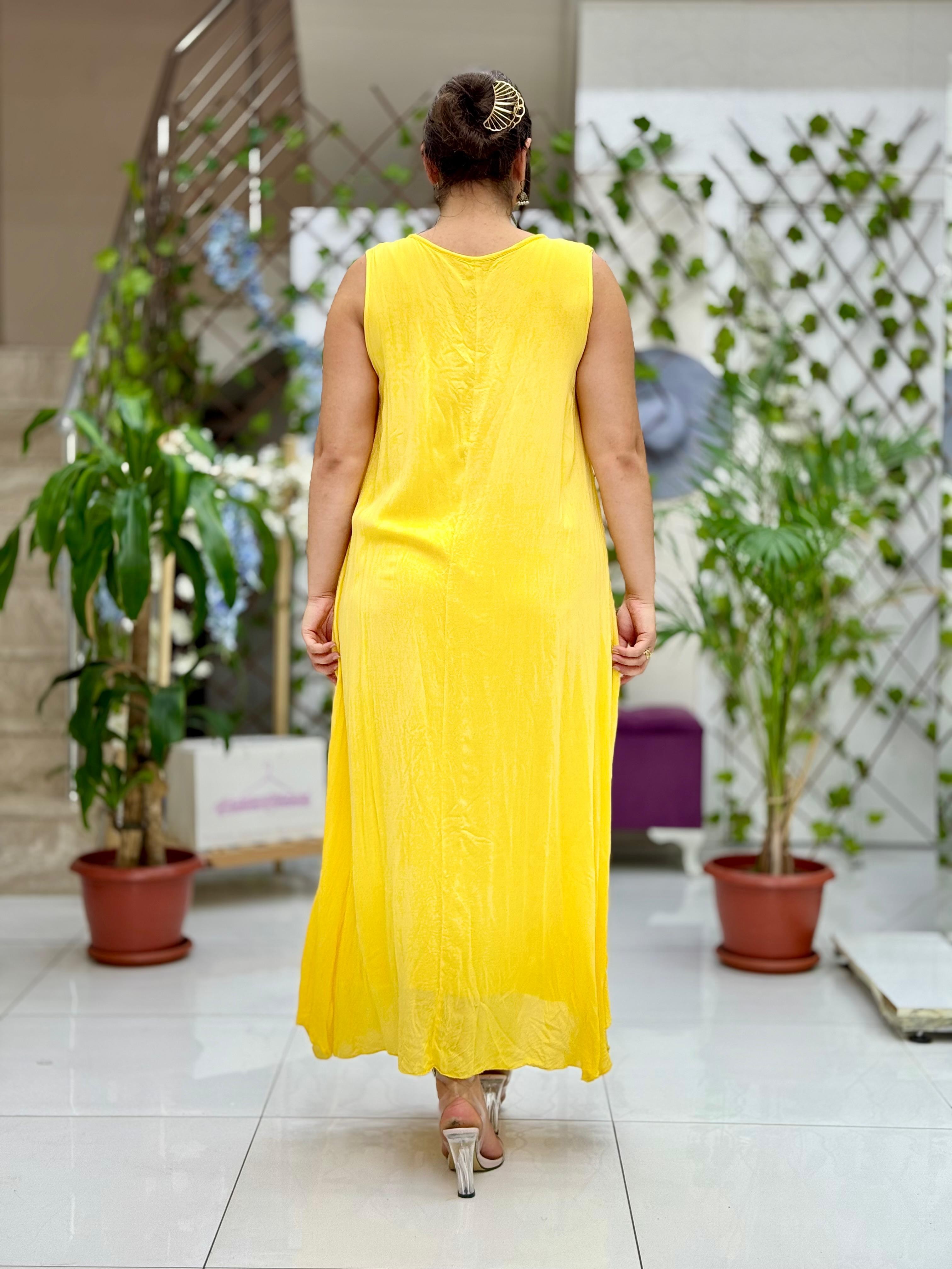 M1046 Vestido Voile Sin Mangas Turquesa