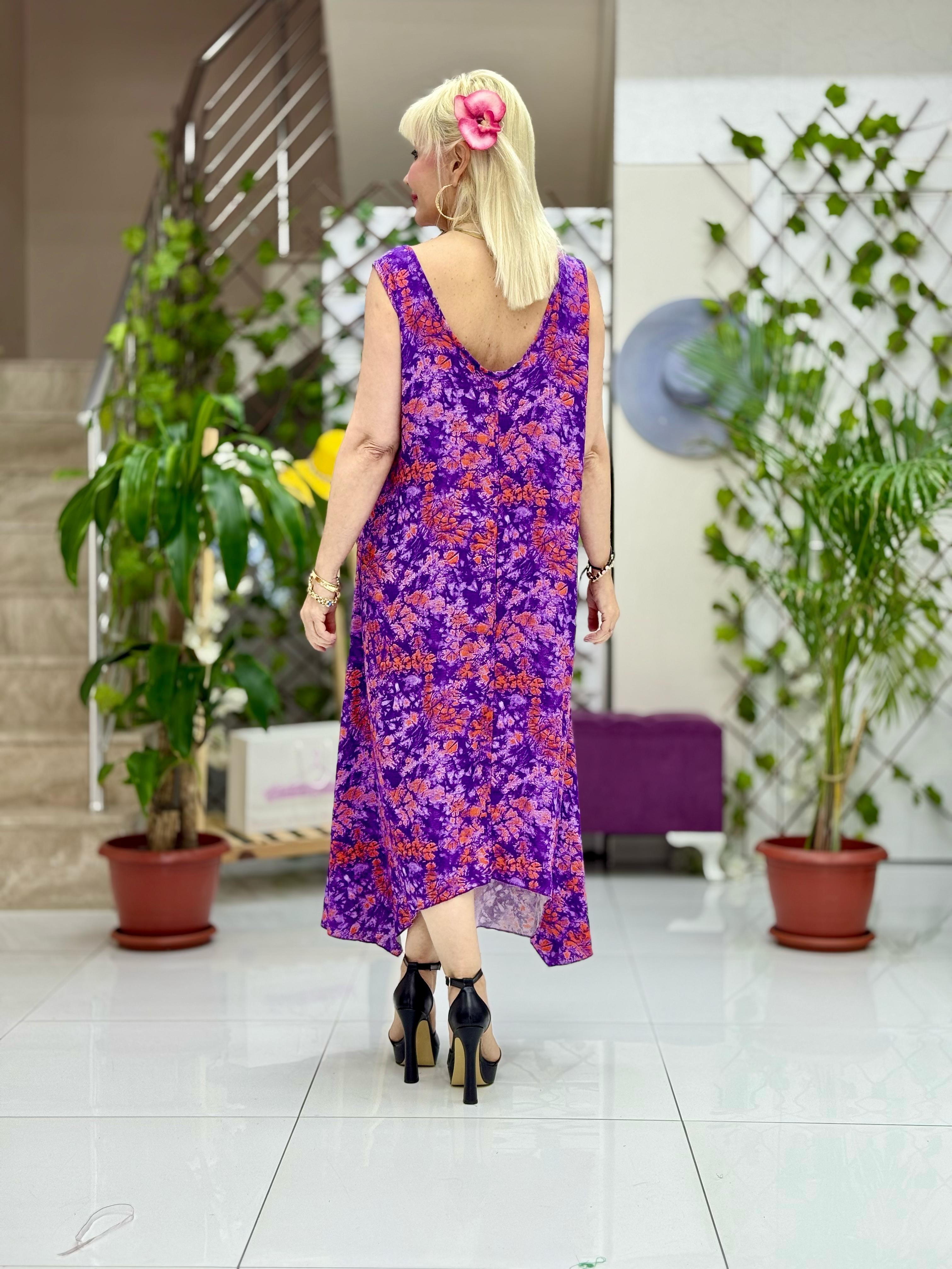 HL14026 Omzu Halkalı Askılı Viskon Hilal Elbise