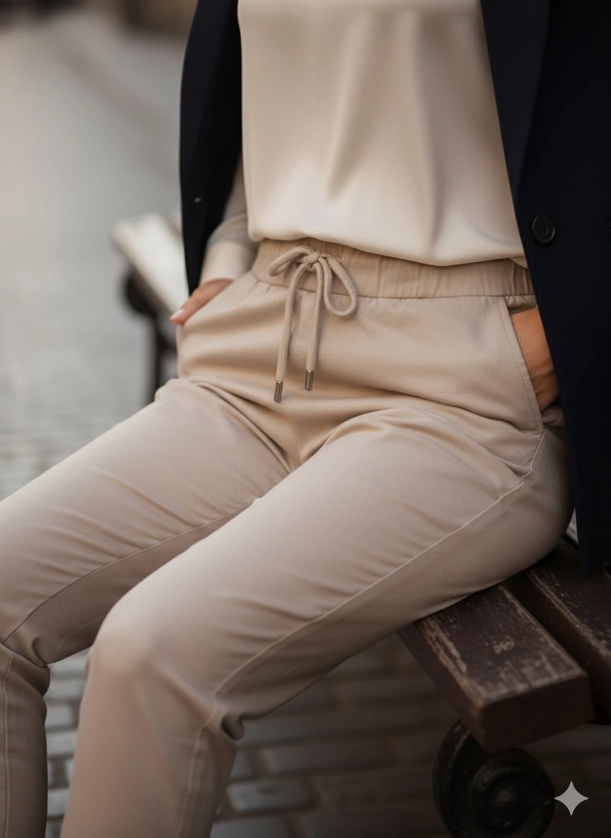 AY17004 Likralı Coton Pantolon Krem