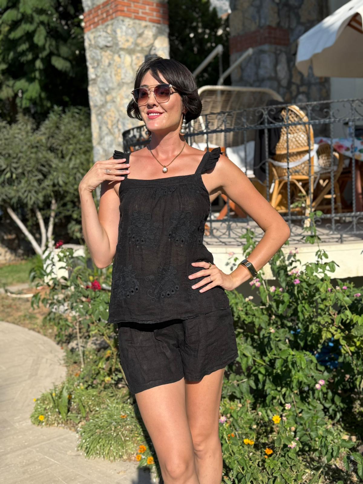 N10661 Traje Italiano Lino Ciruela