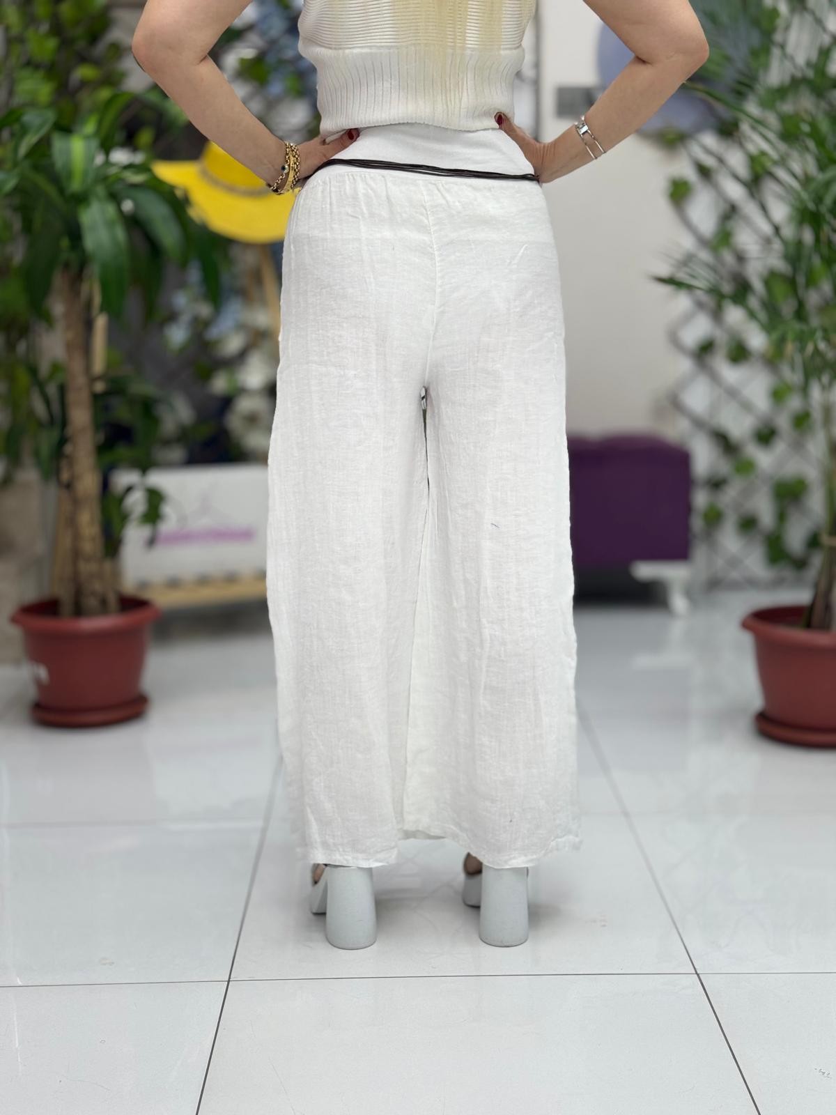 P3082 PANTALÓN LINO ITALIANO MARRÓN