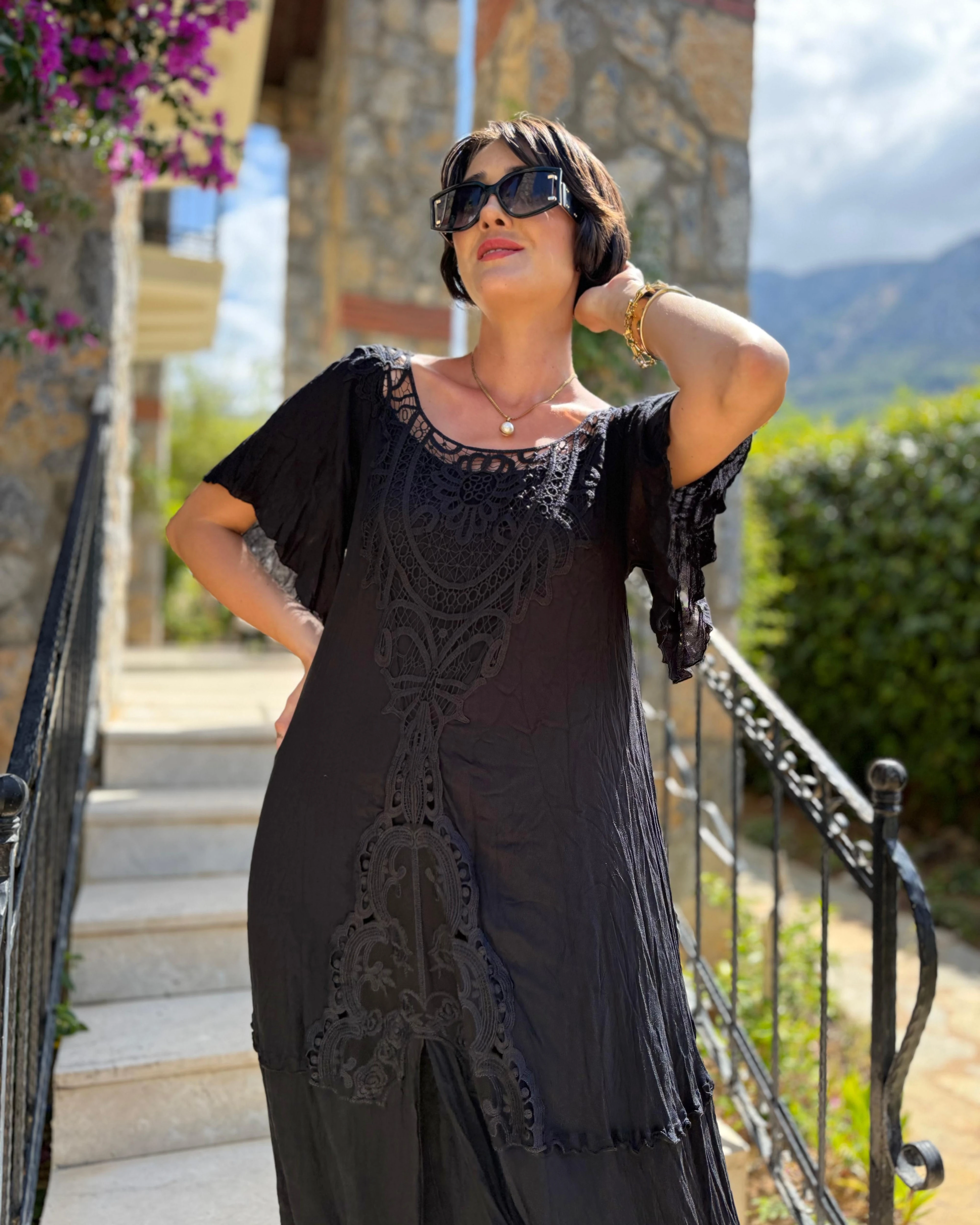 VL1420 Hürrem Vual Elbise Siyah