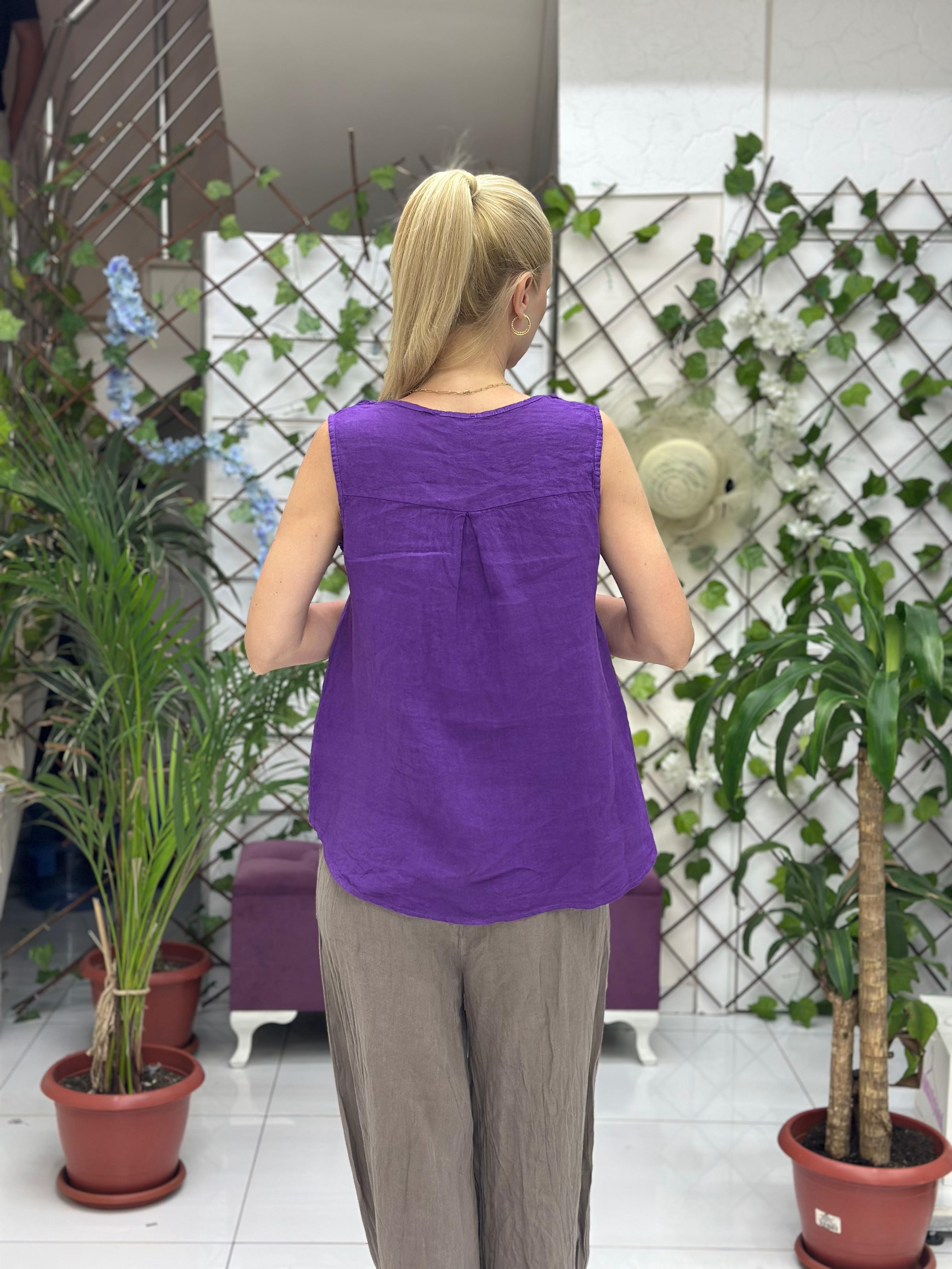 N23003 Blusa Lino Algodón Italiano Visón