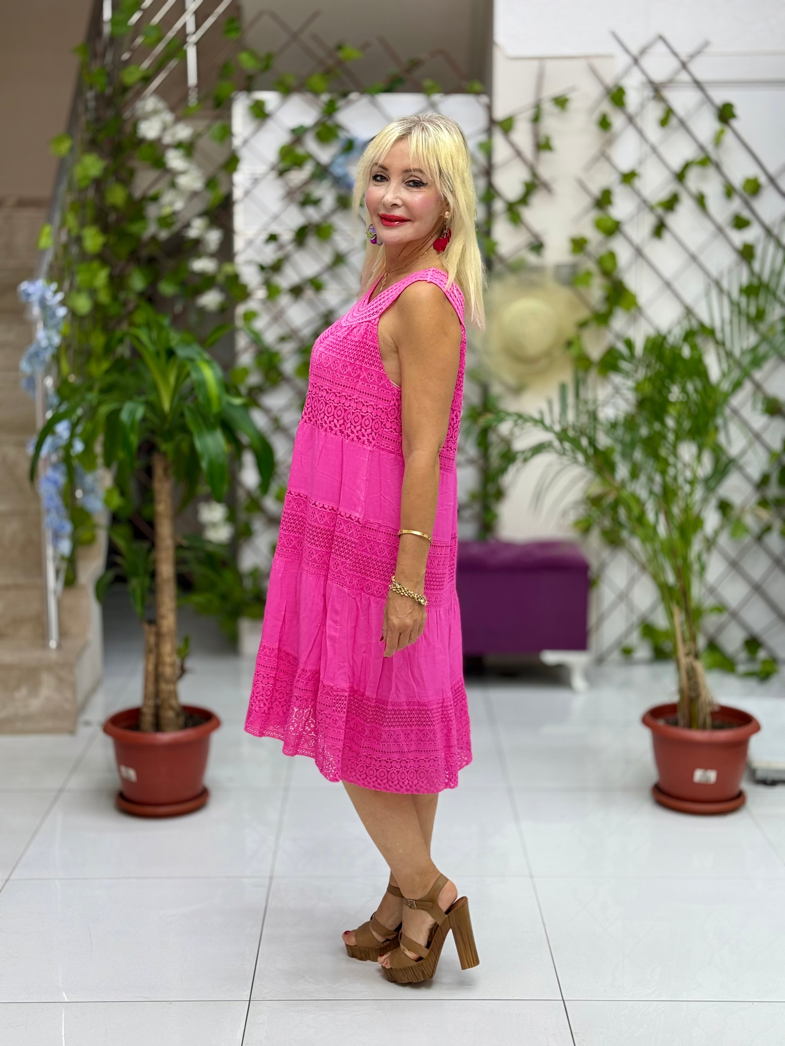 N20725 Vestido de algodón italiano Rosa