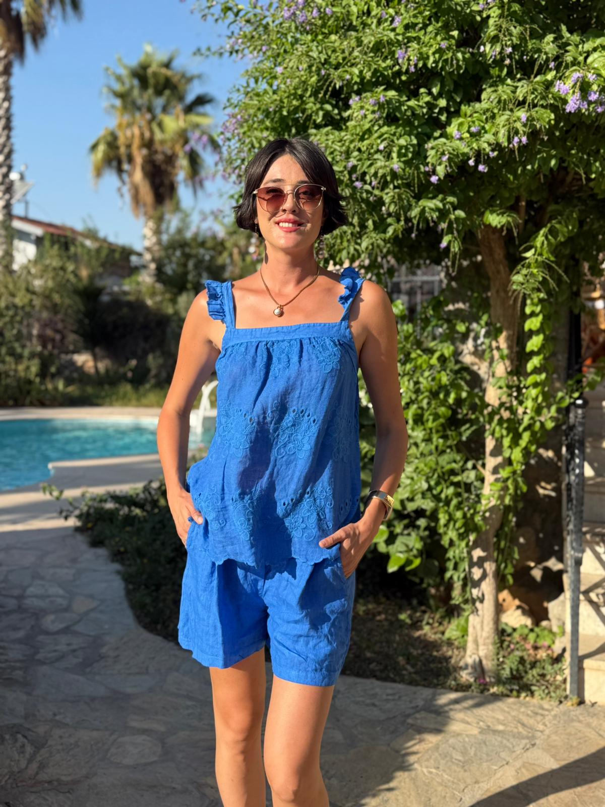 N10661 Traje Italiano Lino Ciruela