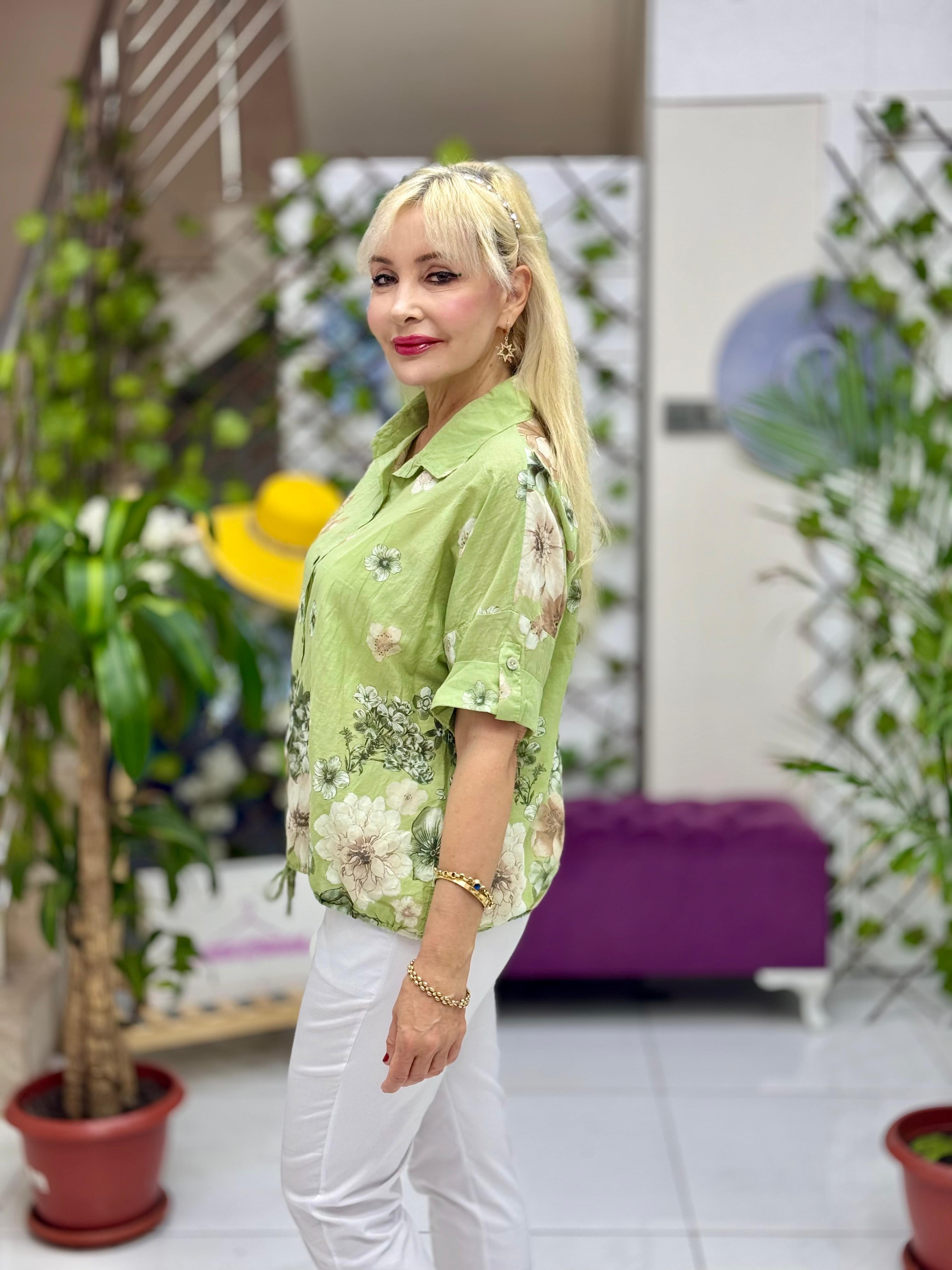 NC25513 İtalyan Bağlamalı Coton Gömlek Çağla