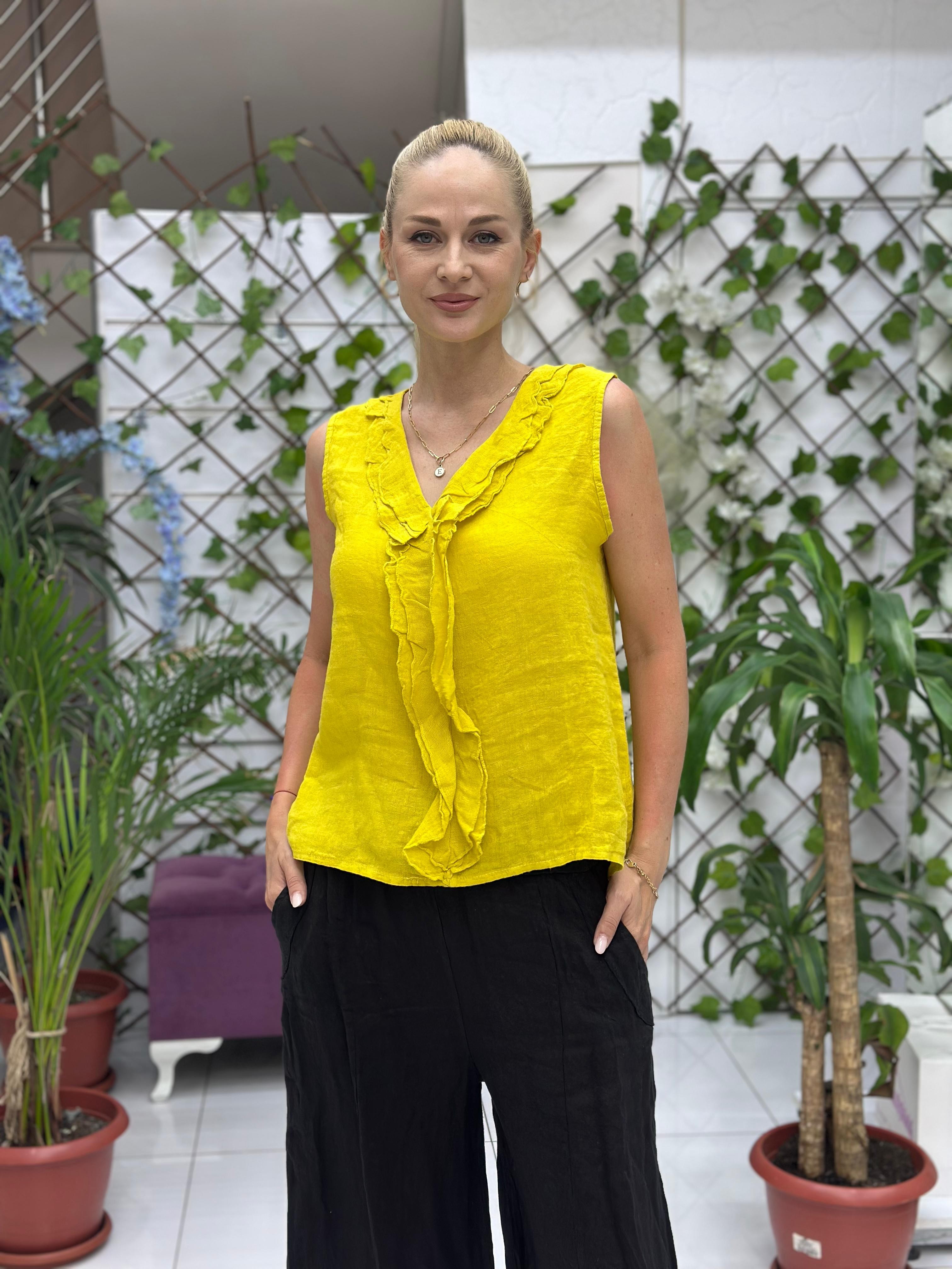 N23003 Blusa Lino Algodón Italiano Visón