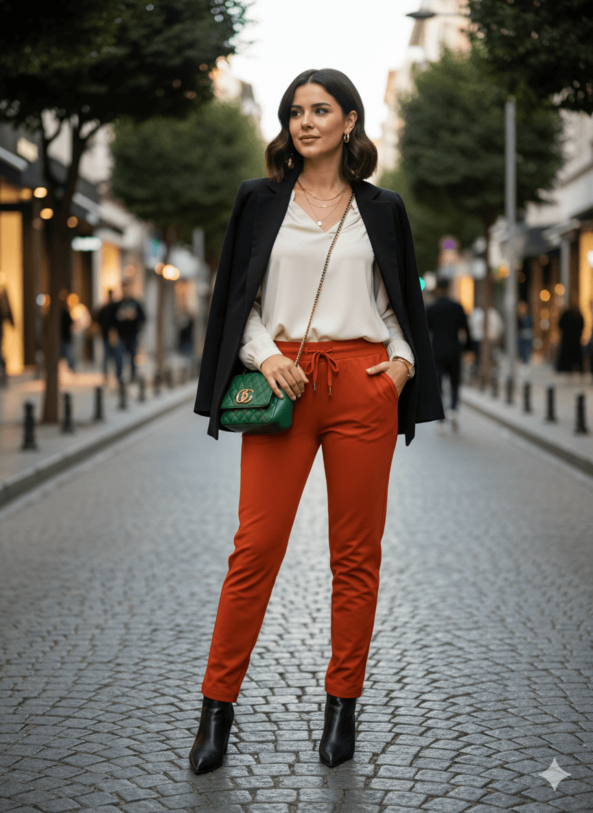 AY17005 Likralı Coton Pantolon Kiremit