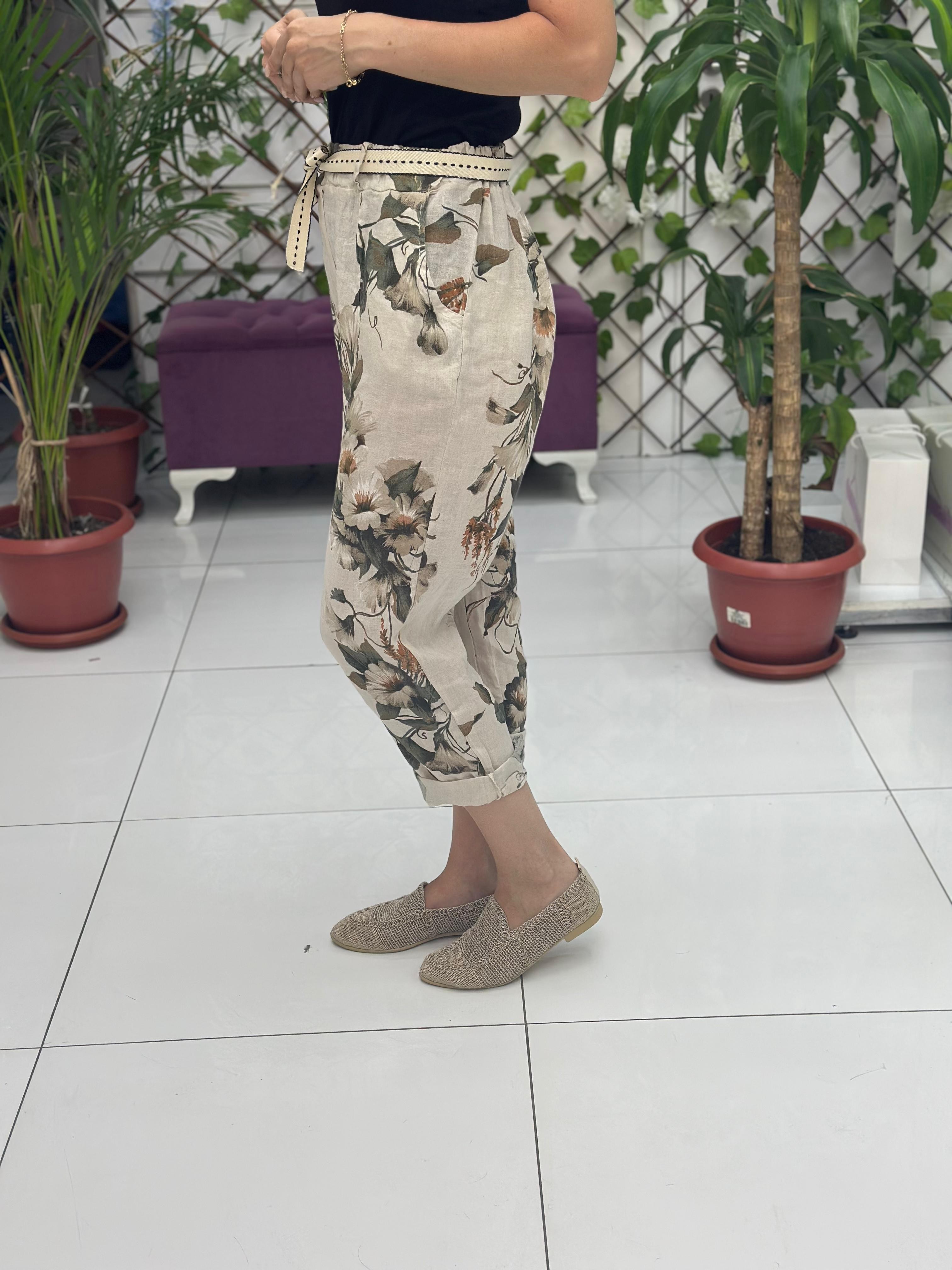 P3082 PANTALÓN LINO ITALIANO MARRÓN