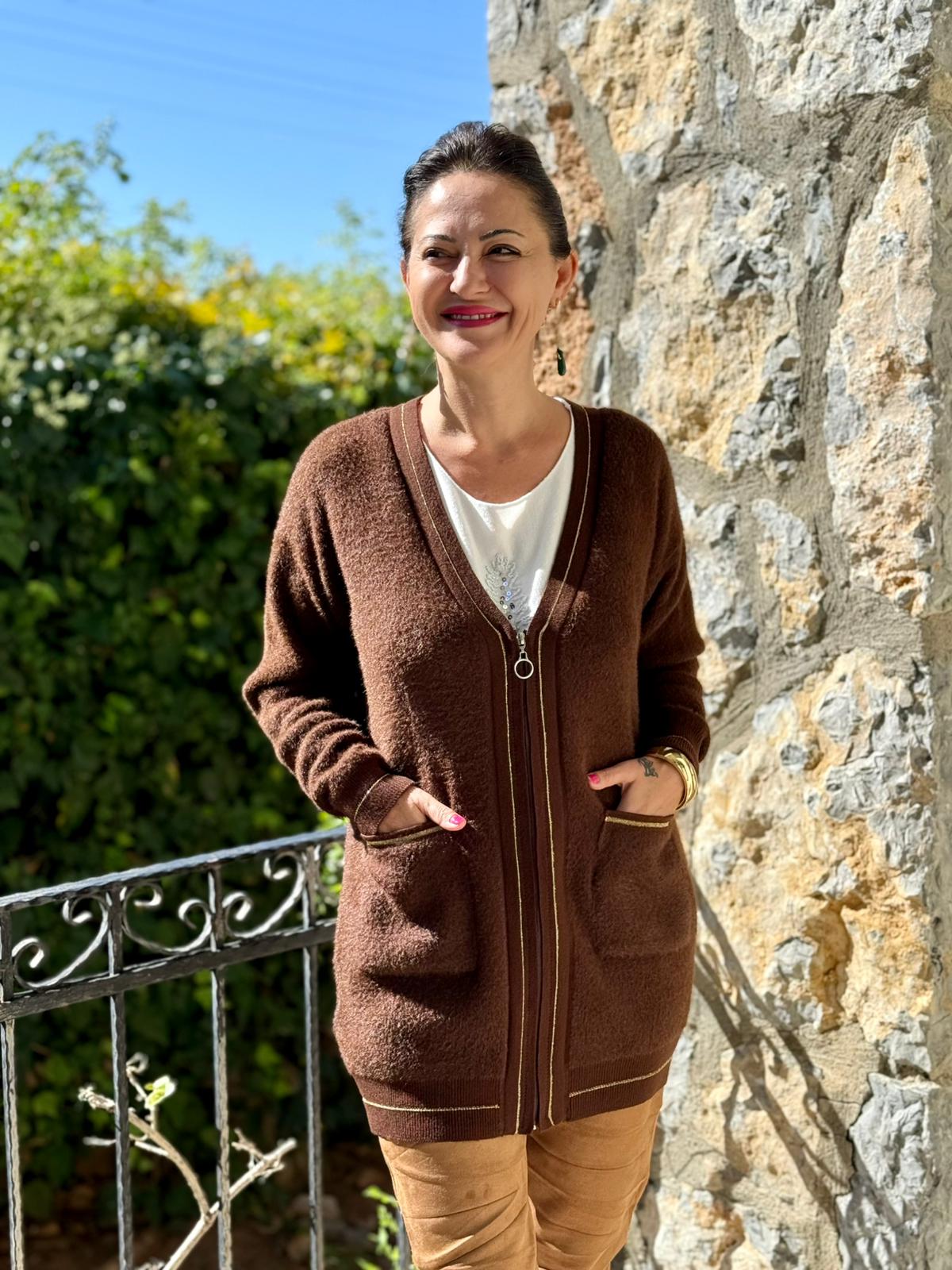 Sc2403 Jersey De Punto Lavado Marrón