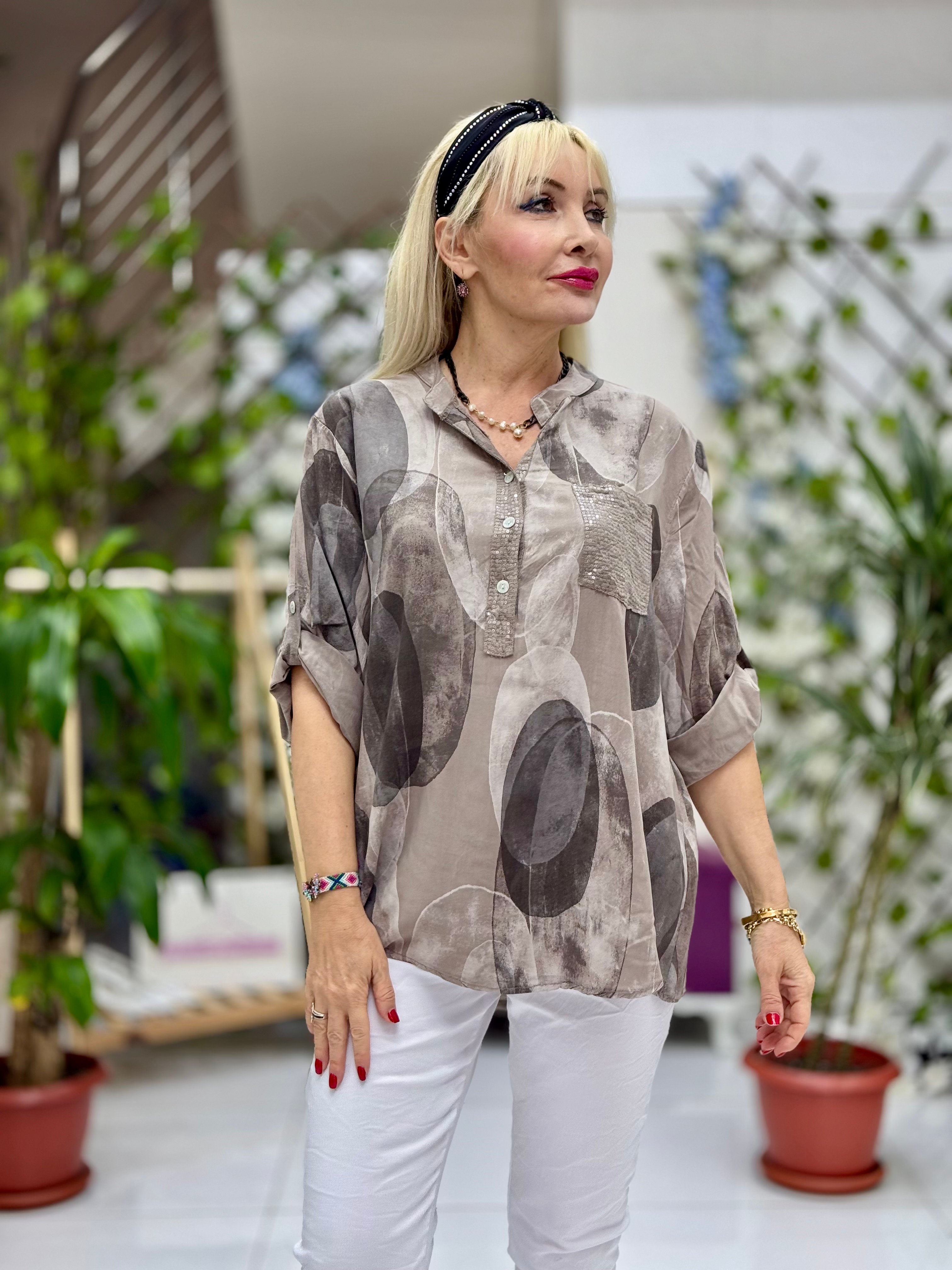 NC154501 İtalyan Coton Bluz Vizon