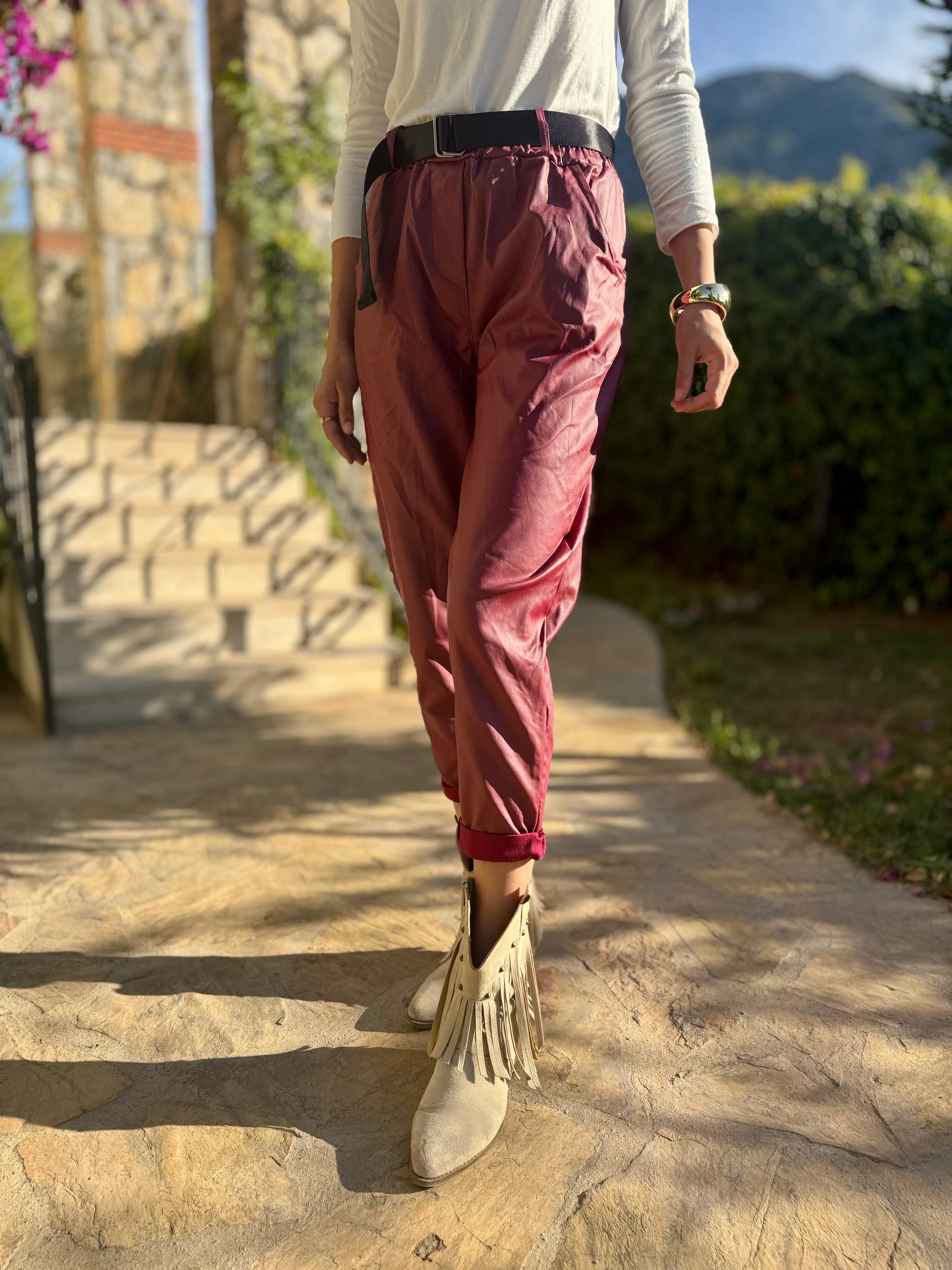 NC8600 İtalyan Deri Pantolon Bordo