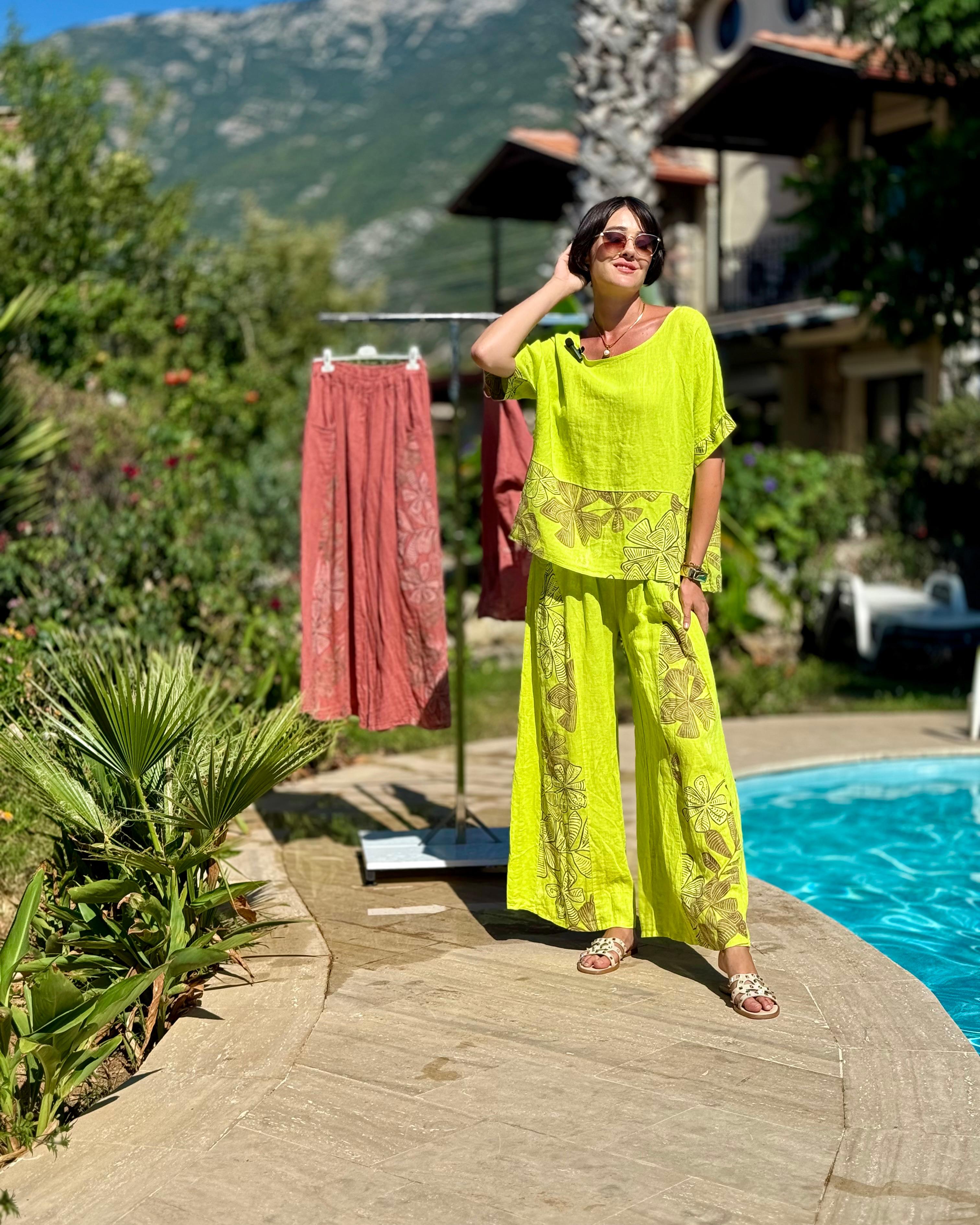 N10661 Traje Italiano Lino Ciruela