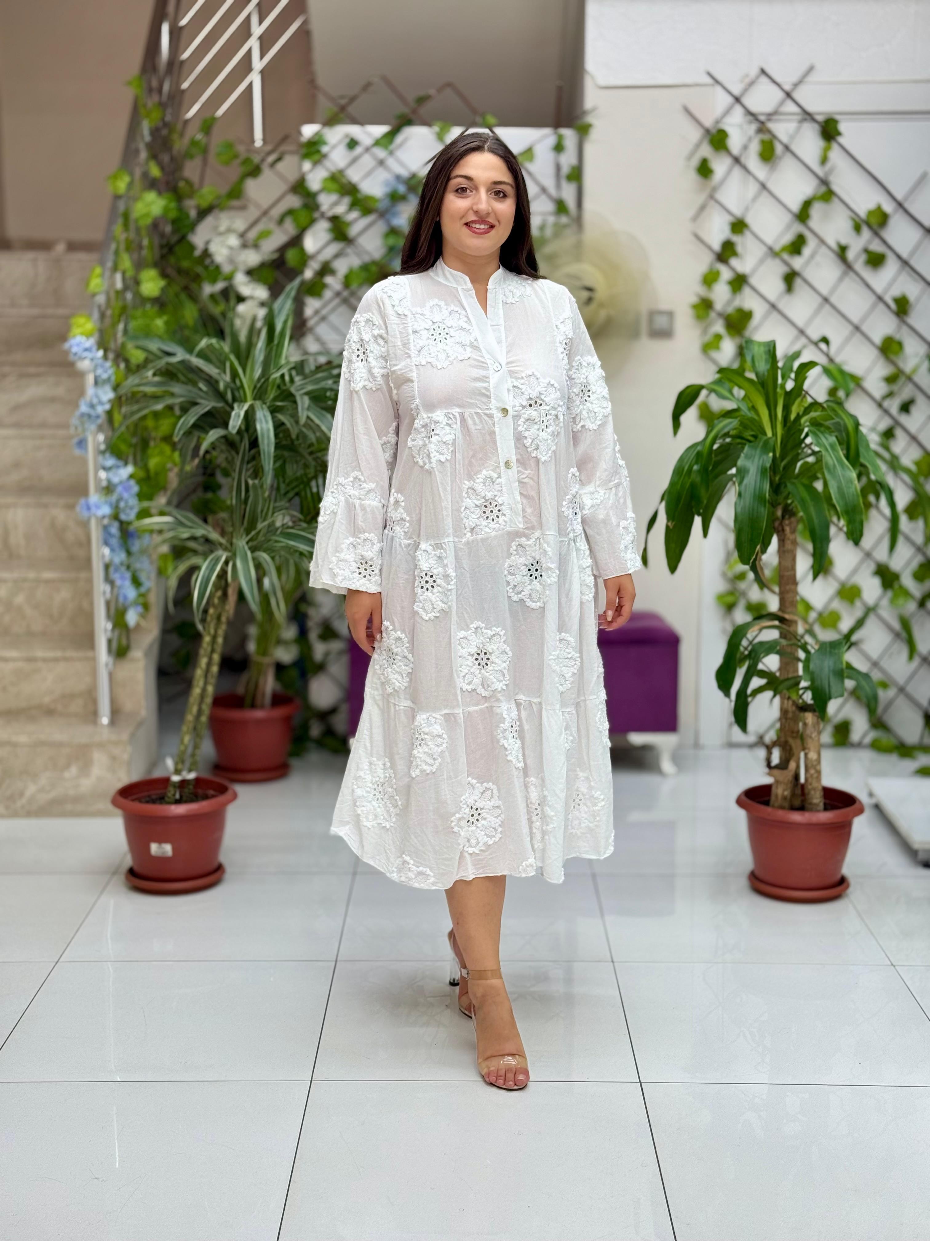 N20725 Vestido de algodón italiano Rosa