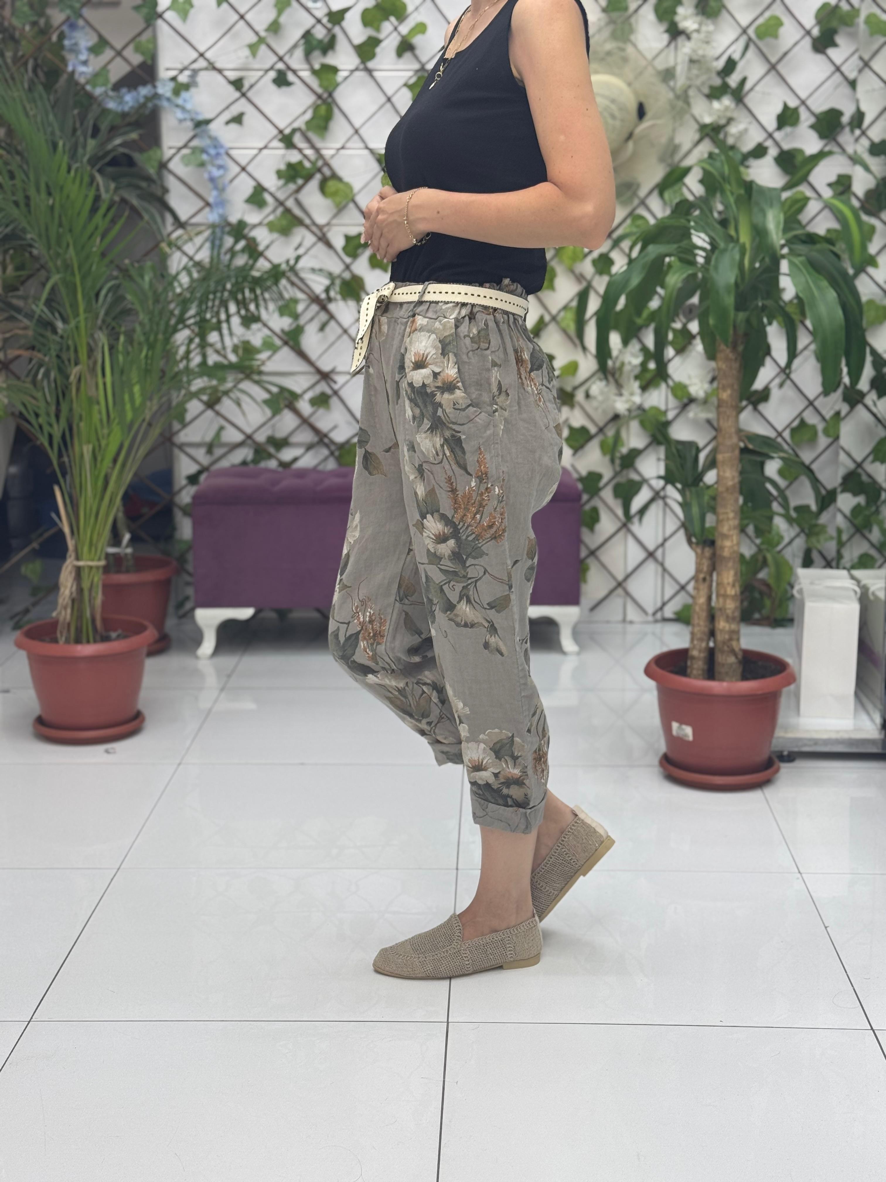 P3082 PANTALÓN LINO ITALIANO MARRÓN
