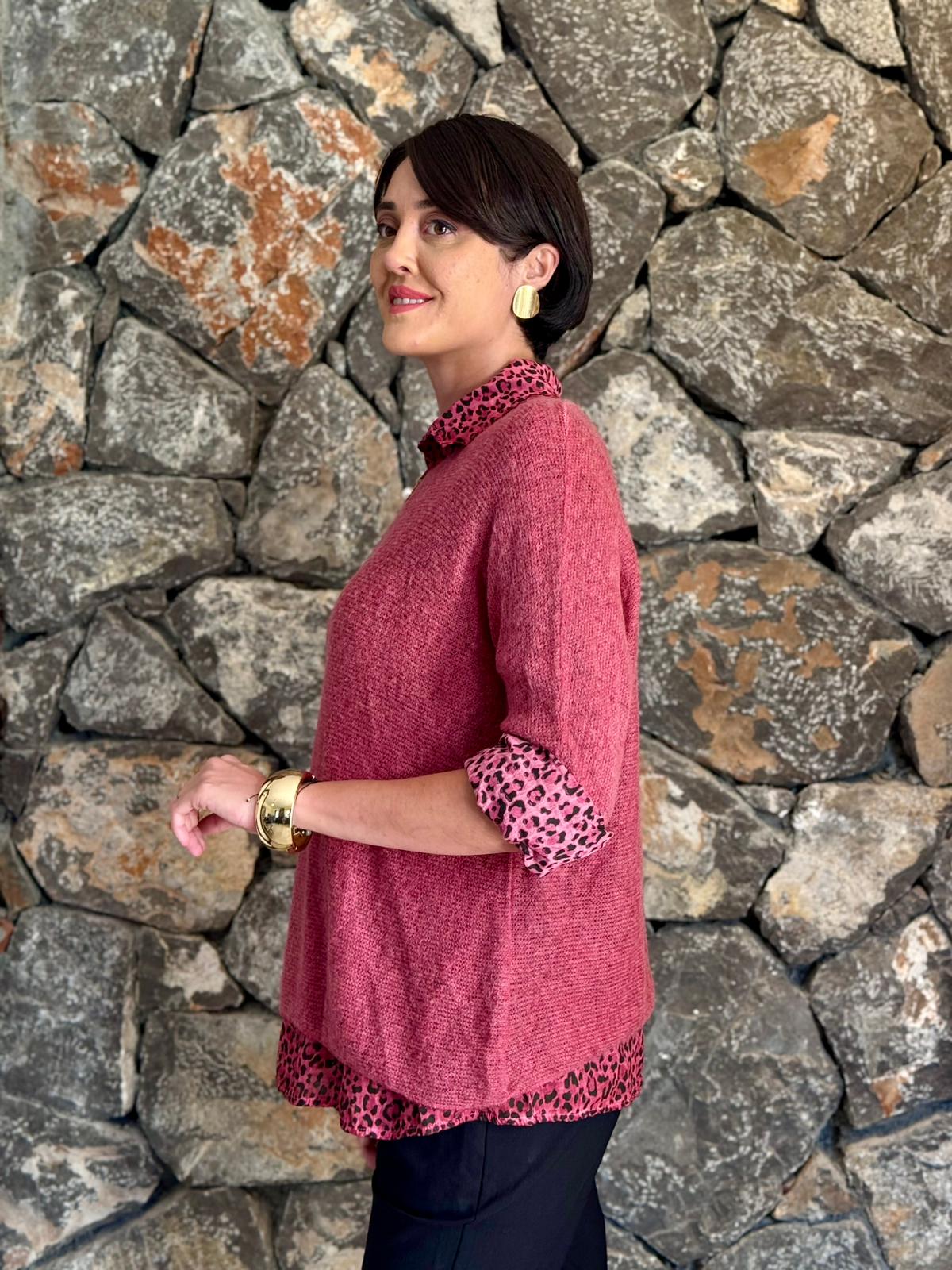 P6811 Prendas de punto con estampado de camuflaje Caqui