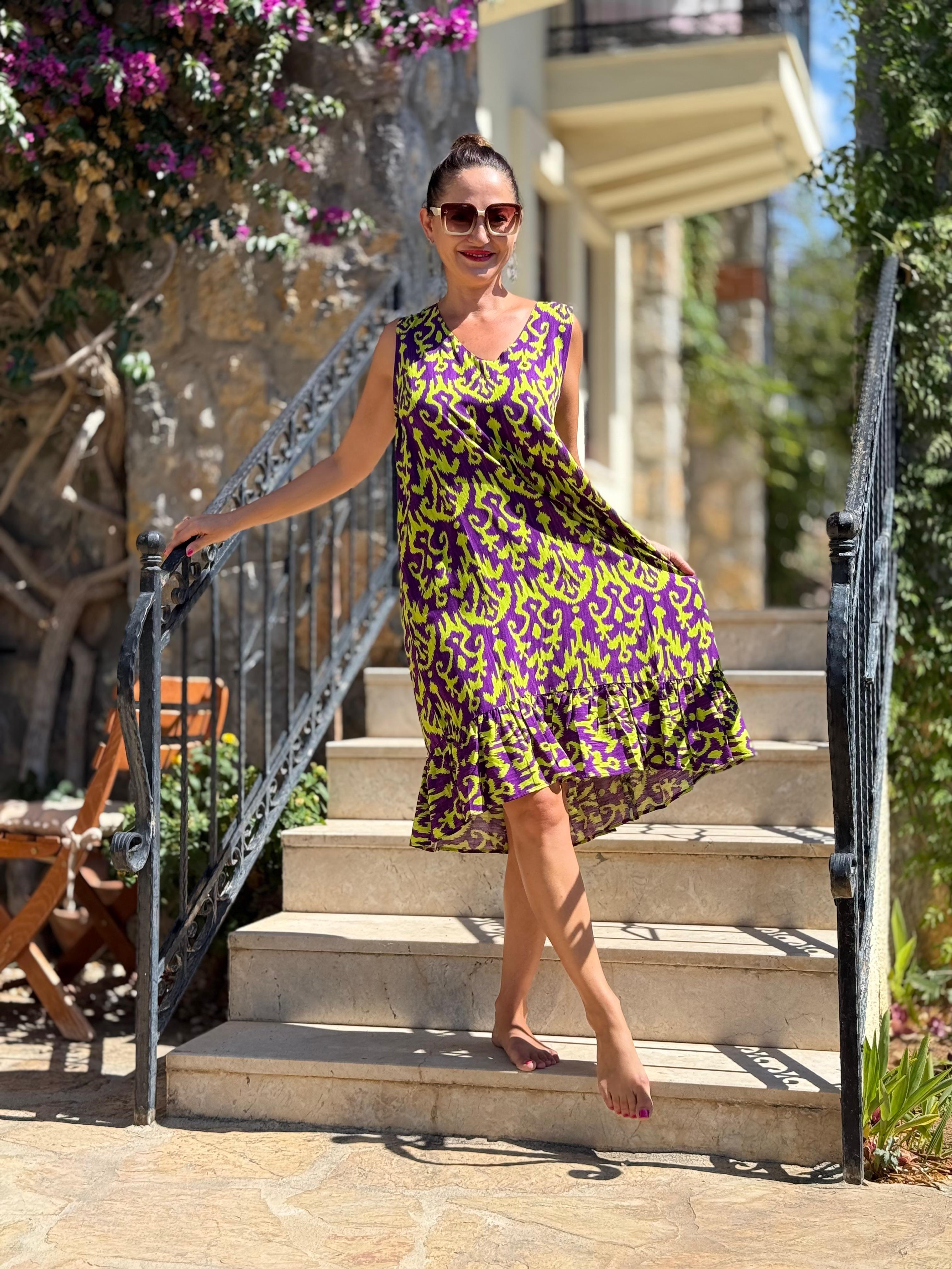 MLN16170 Viskon Alanya Elbise