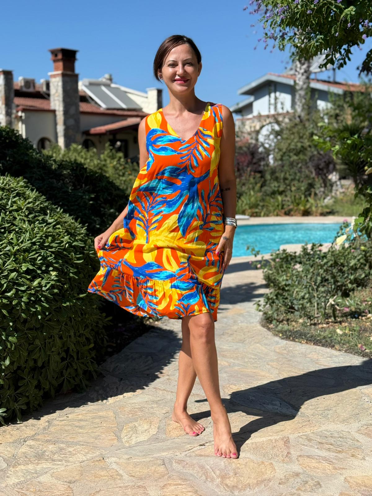 MLN16168 Viskon Alanya Elbise