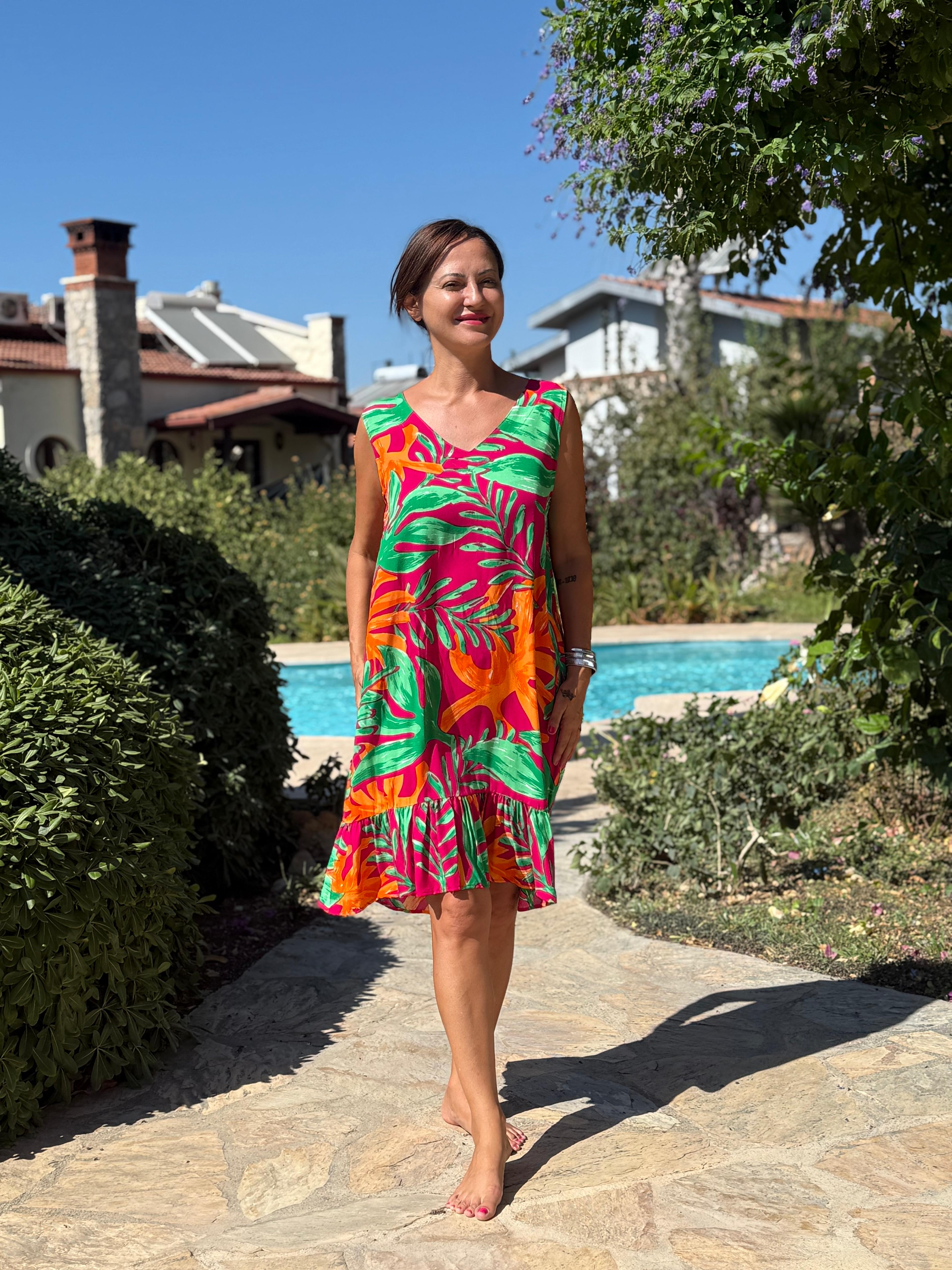 MLN16173 Viskon Alanya Elbise