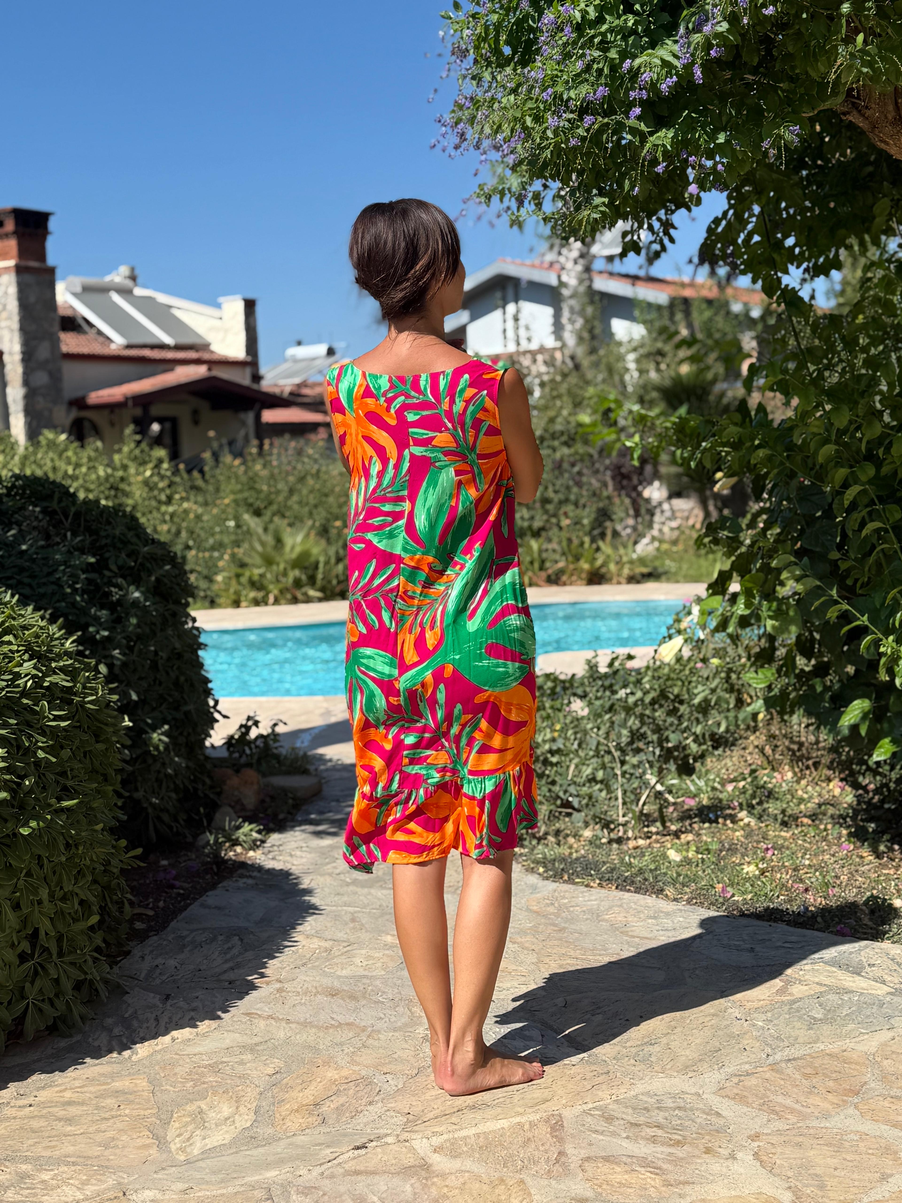 MLN16173 Viskon Alanya Elbise