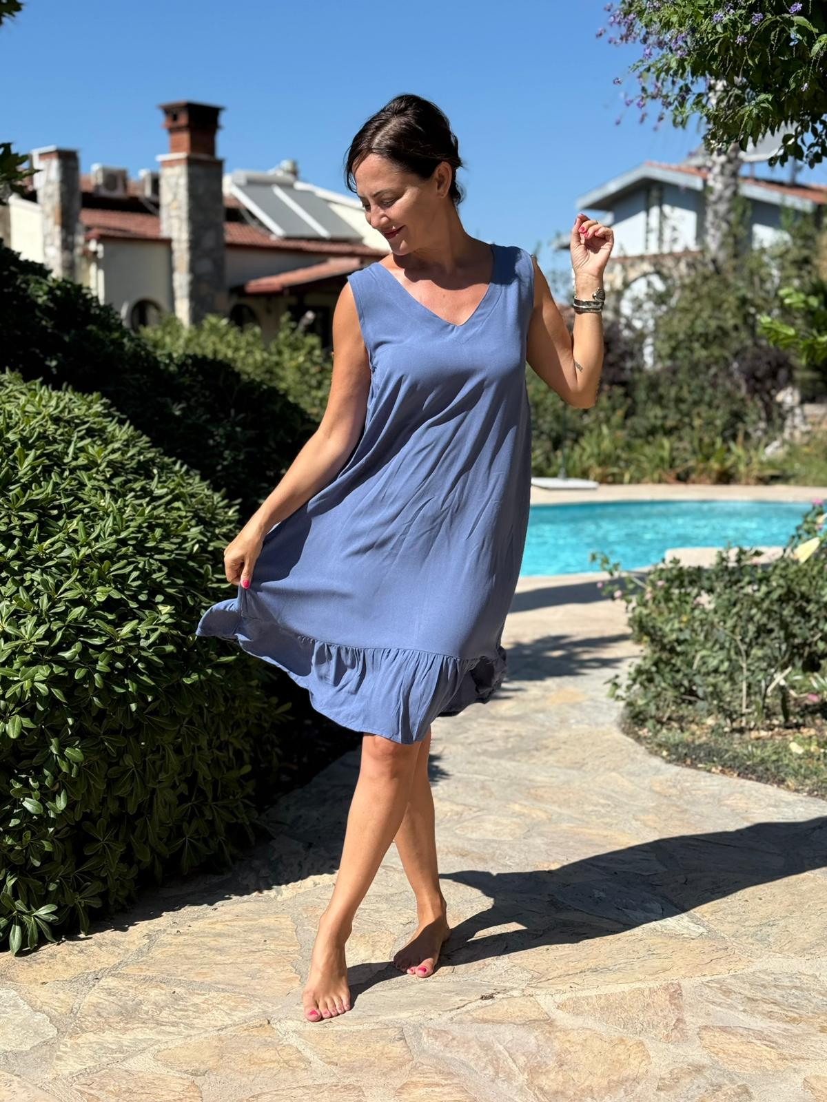 MLN16134 Viskon Alanya Elbise