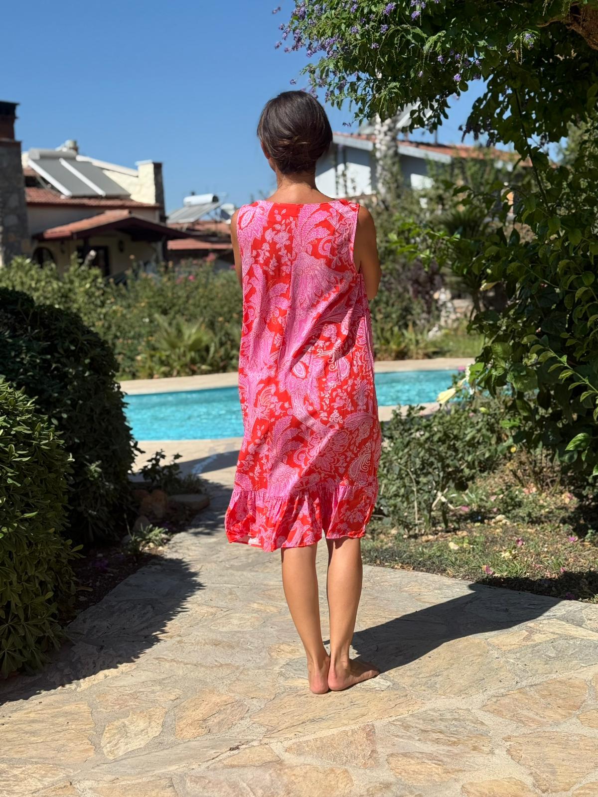 MLN16127 Viskon Alanya Elbise