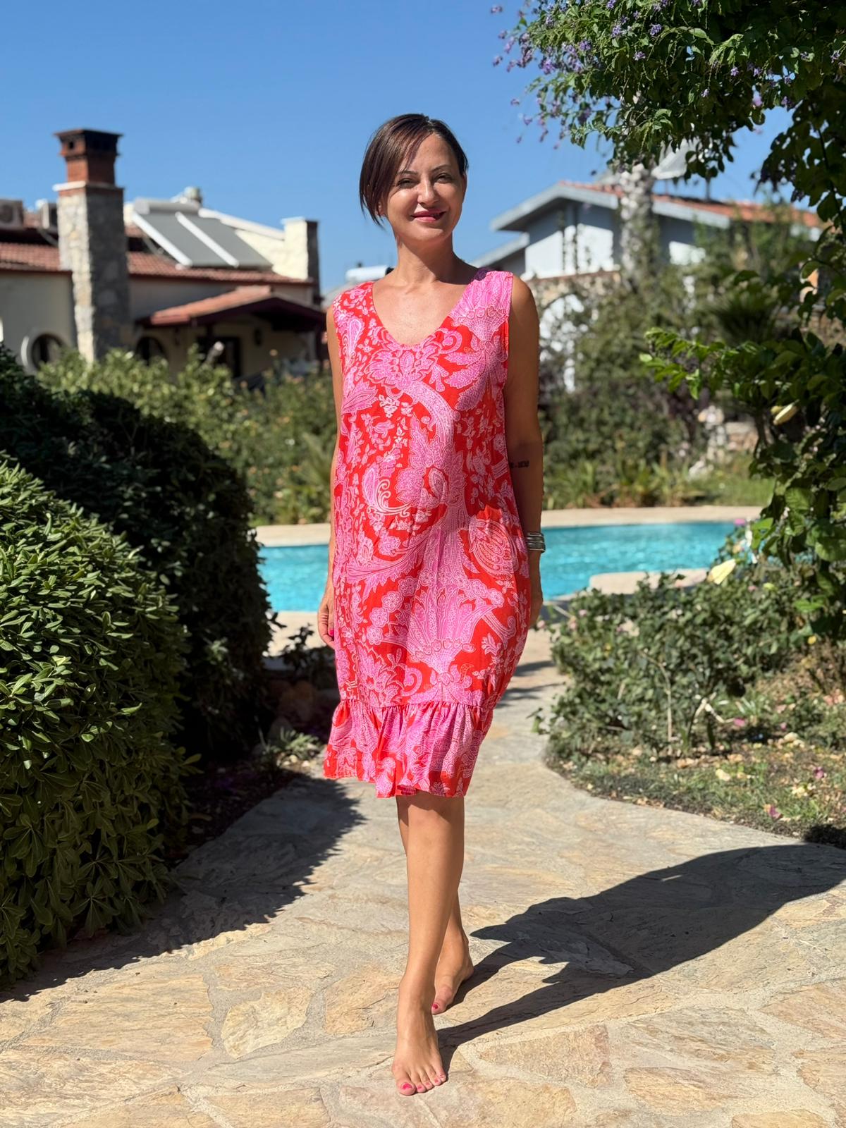 MLN16127 Viskon Alanya Elbise