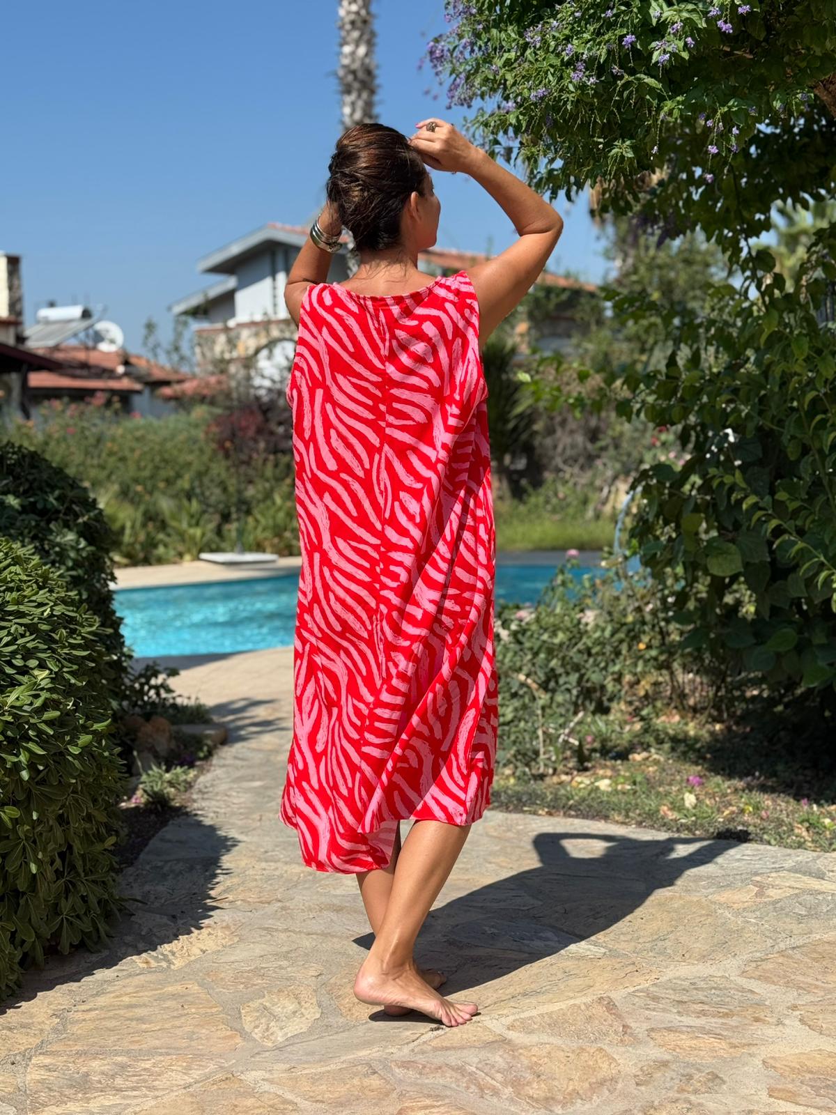 AL40117 Alaçatı Askılı Viskon Elbise