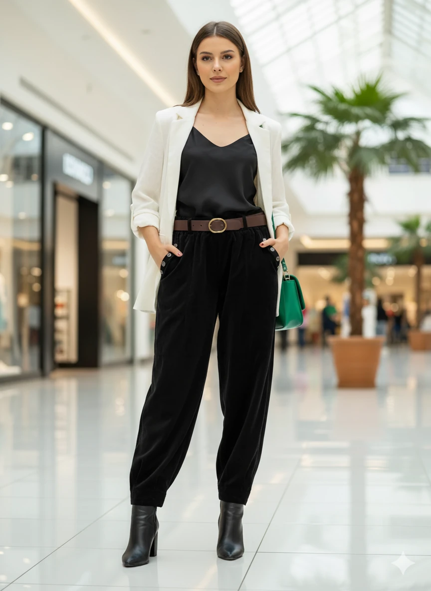 LS22038 İtalyan Kadife Pantolon Siyah