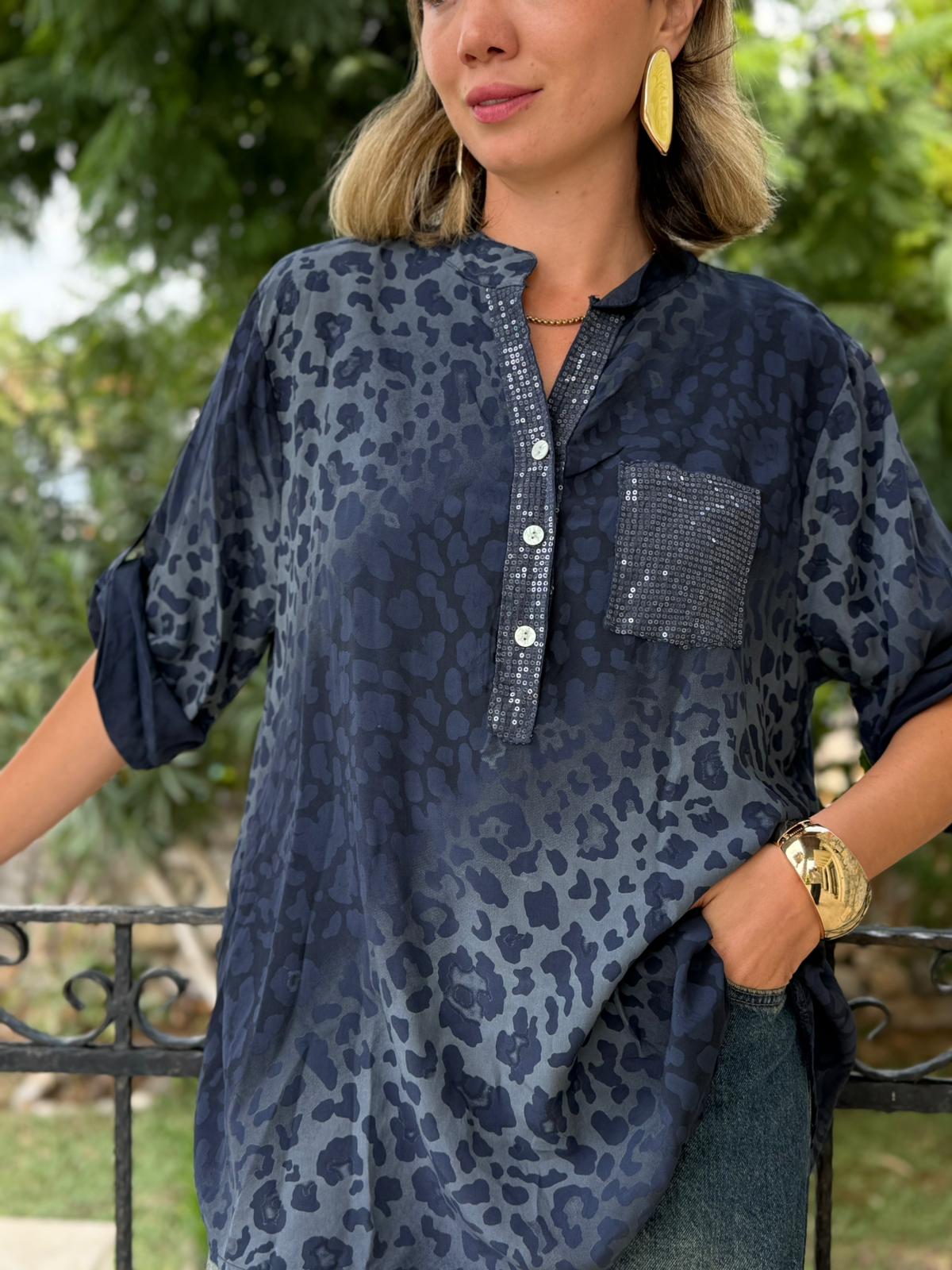 NC63107 İtalyan Coton Bluz Lacivert