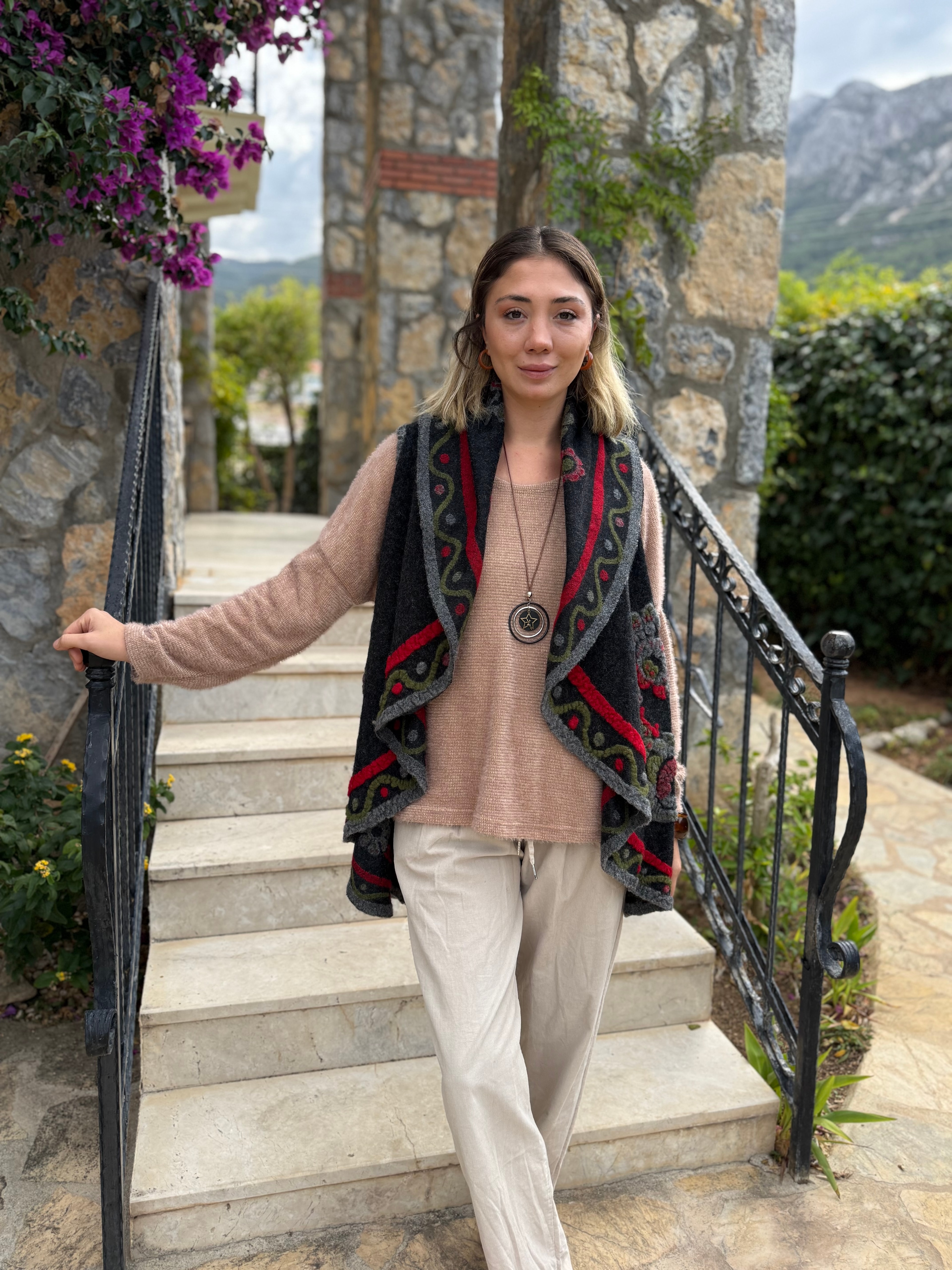 YG22606 Dökümlü İtalyan Keçe Yelek