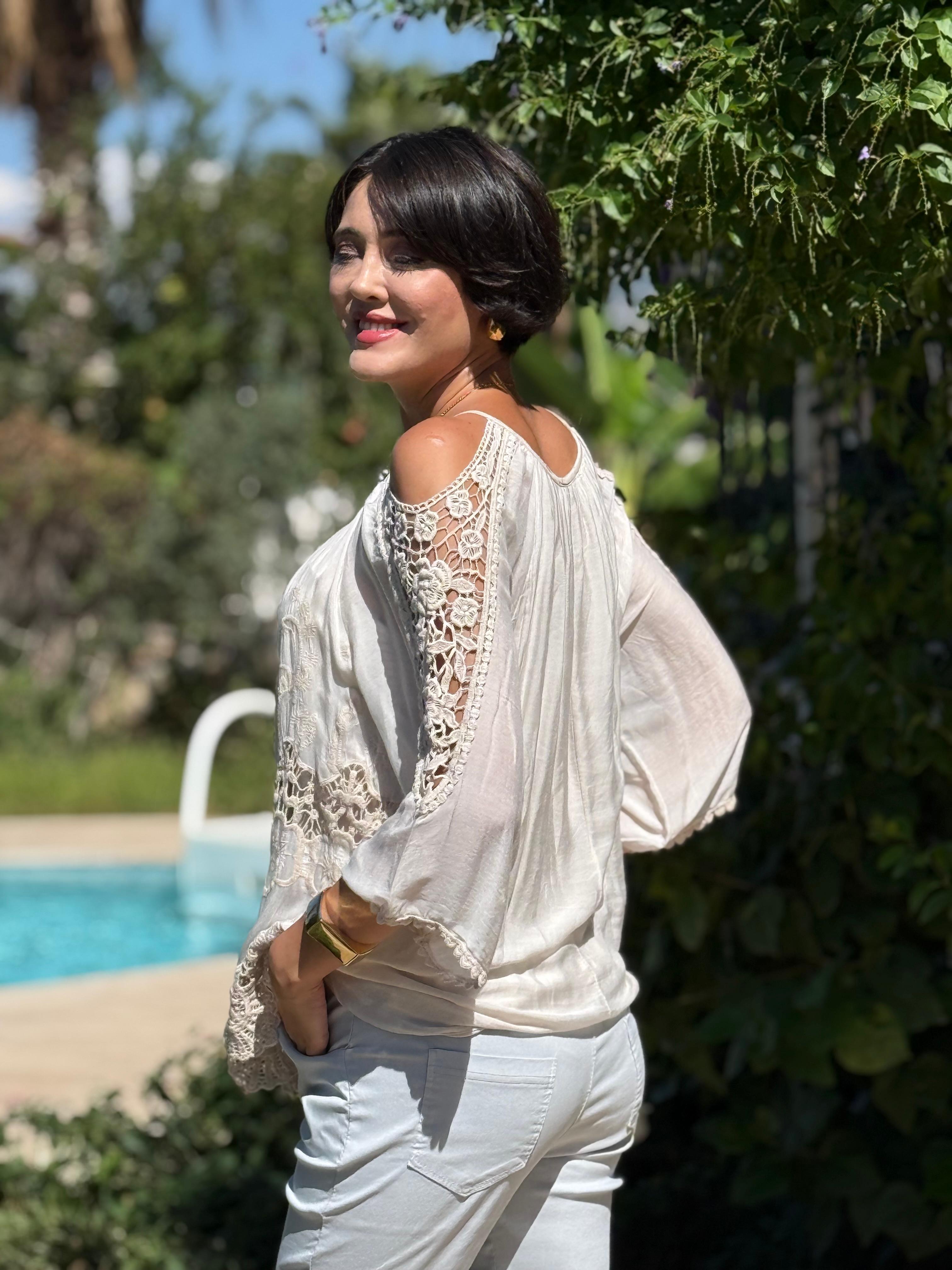 NC9740 İtalyan İpek Bluz Bej