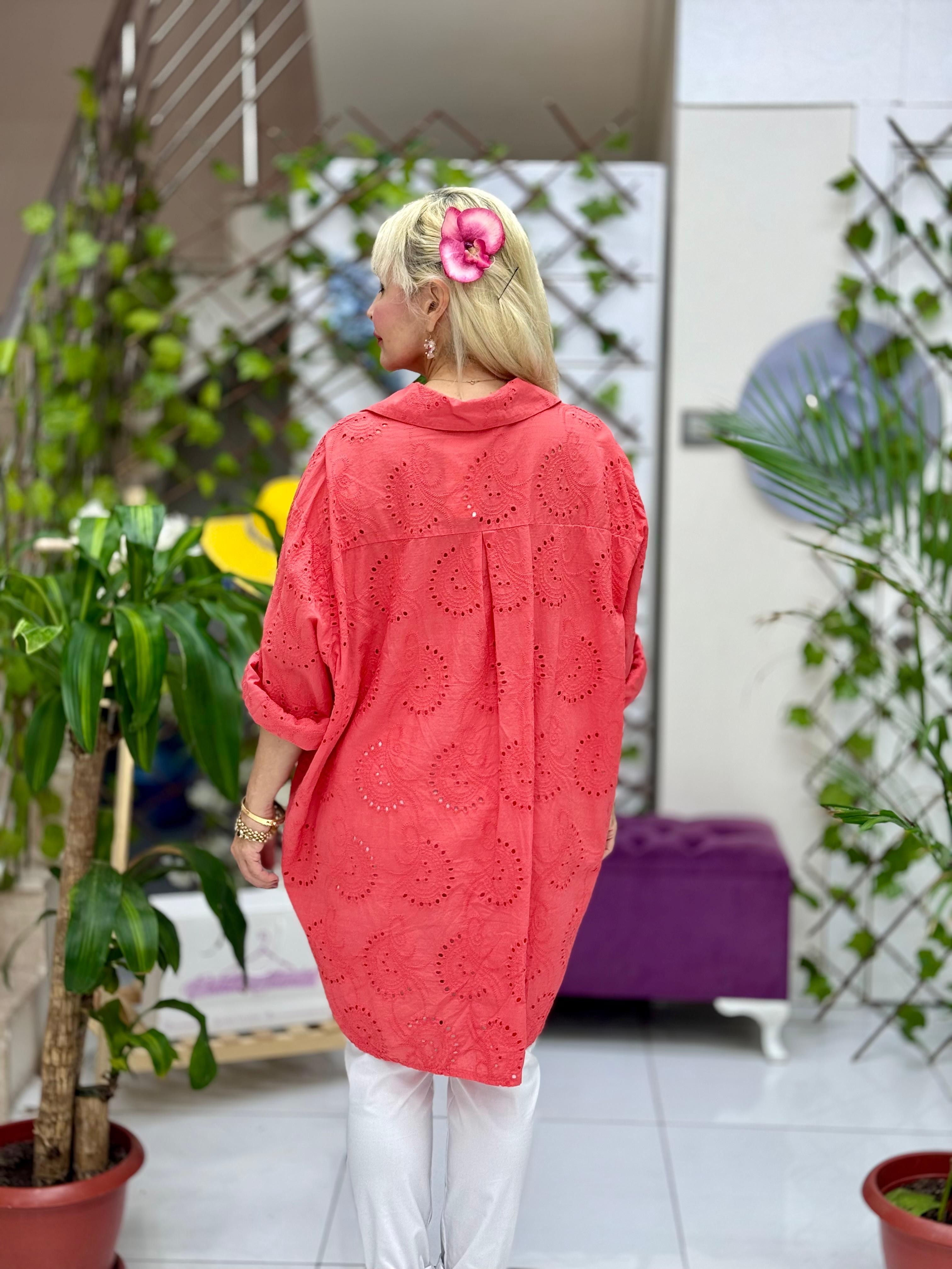 YG3731 İtalyan Brodeli Tunik Gömlek Narçiçeği